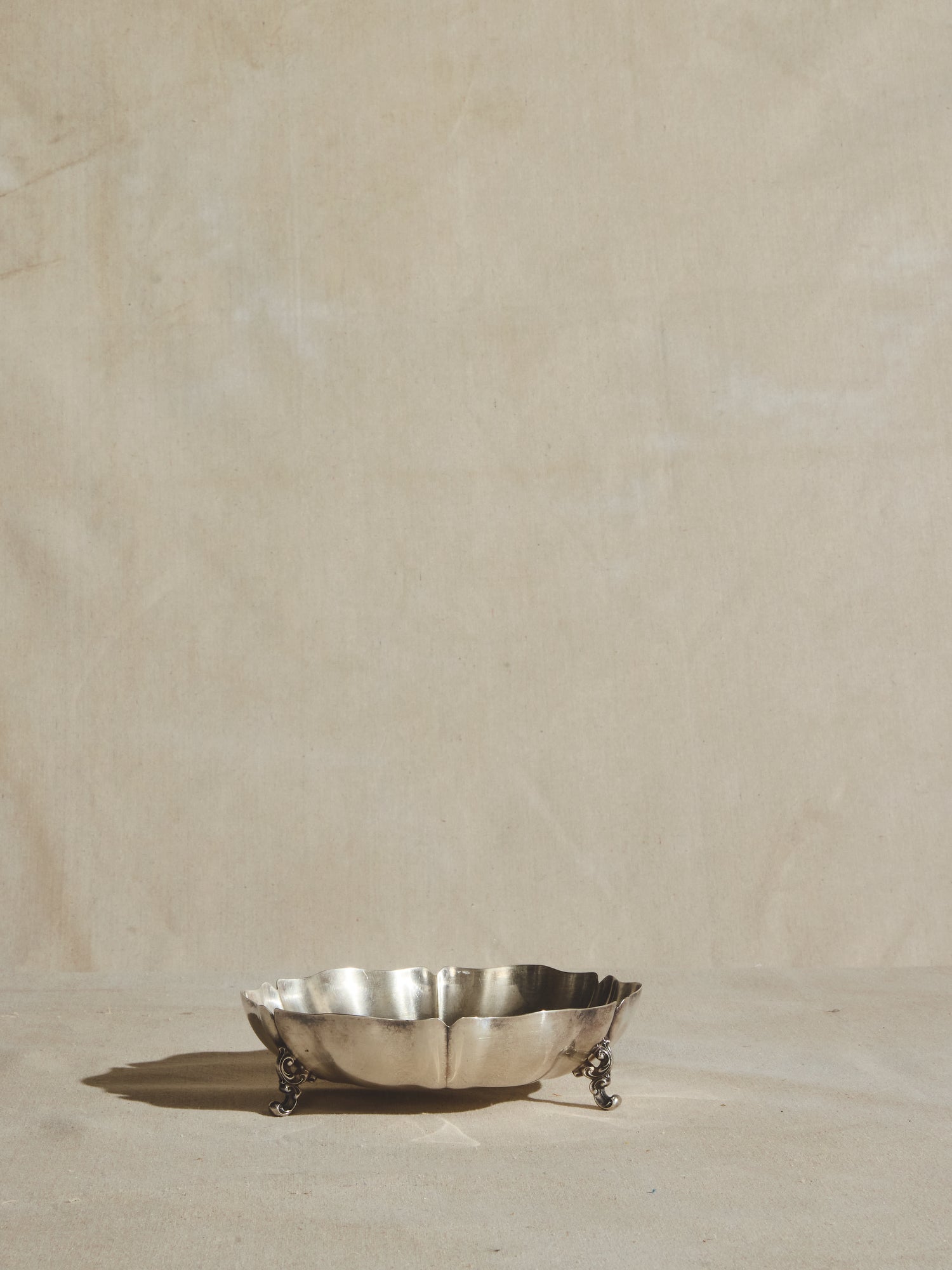 Footed Stamped Silver Dish