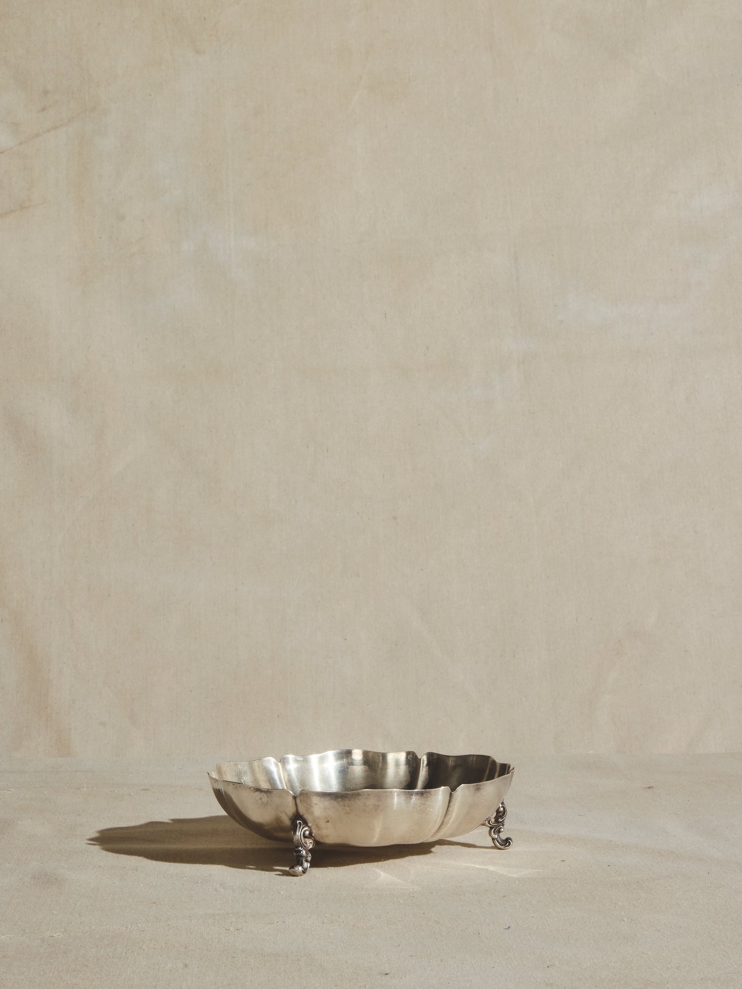 Footed Stamped Silver Dish