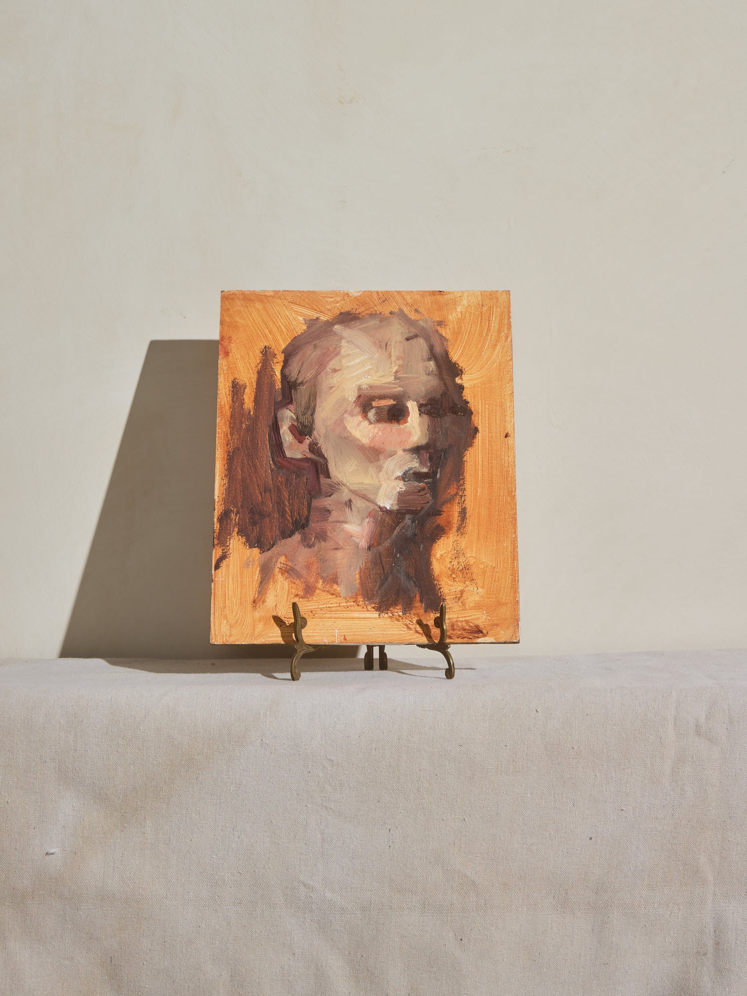 Abstract Face, acrylic brush stroke technique on wood canvas.