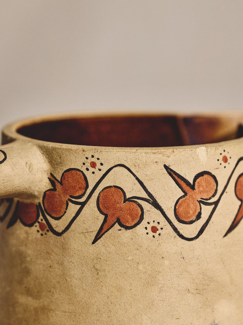 Ceramic Hand Painted Pitcher Stamped