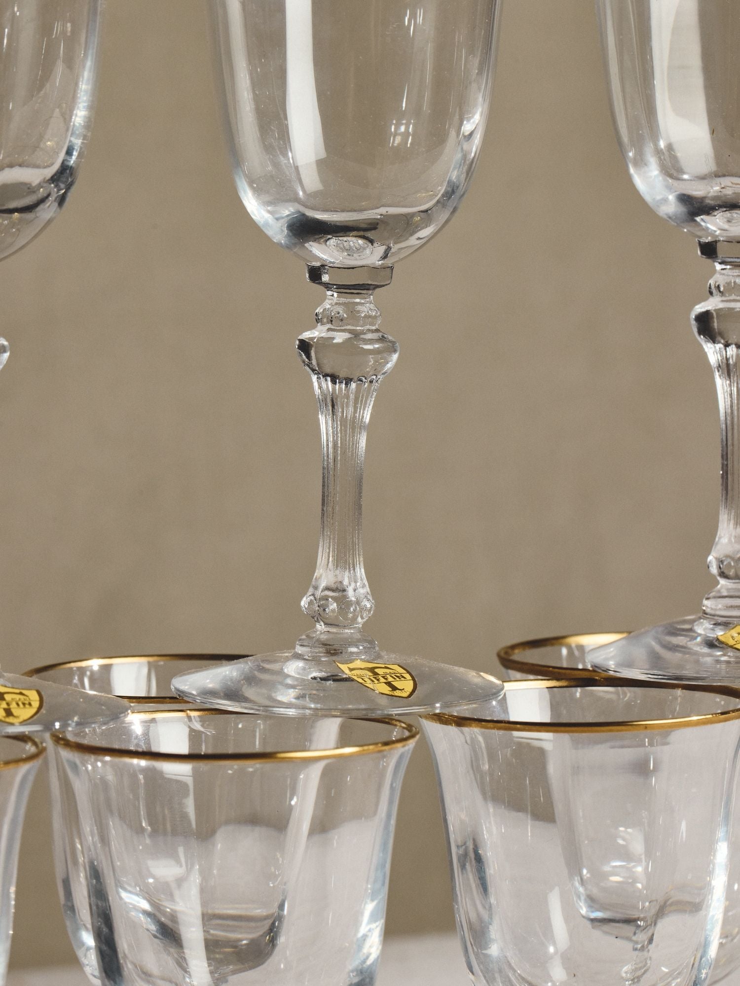 Gilt-Rimmed Crystal Goblets