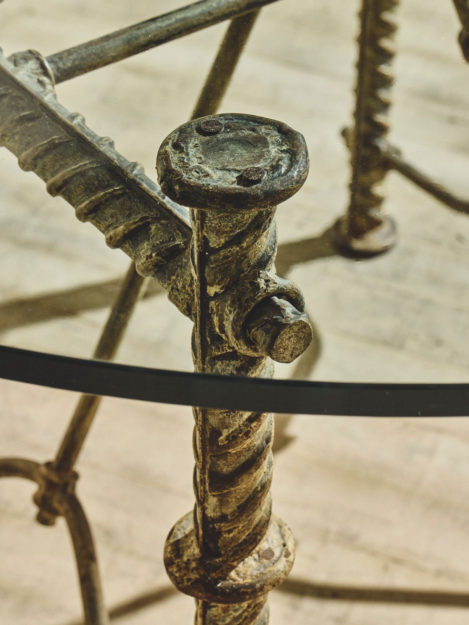 Ilana Goor Iron Dining Table with Glass Top