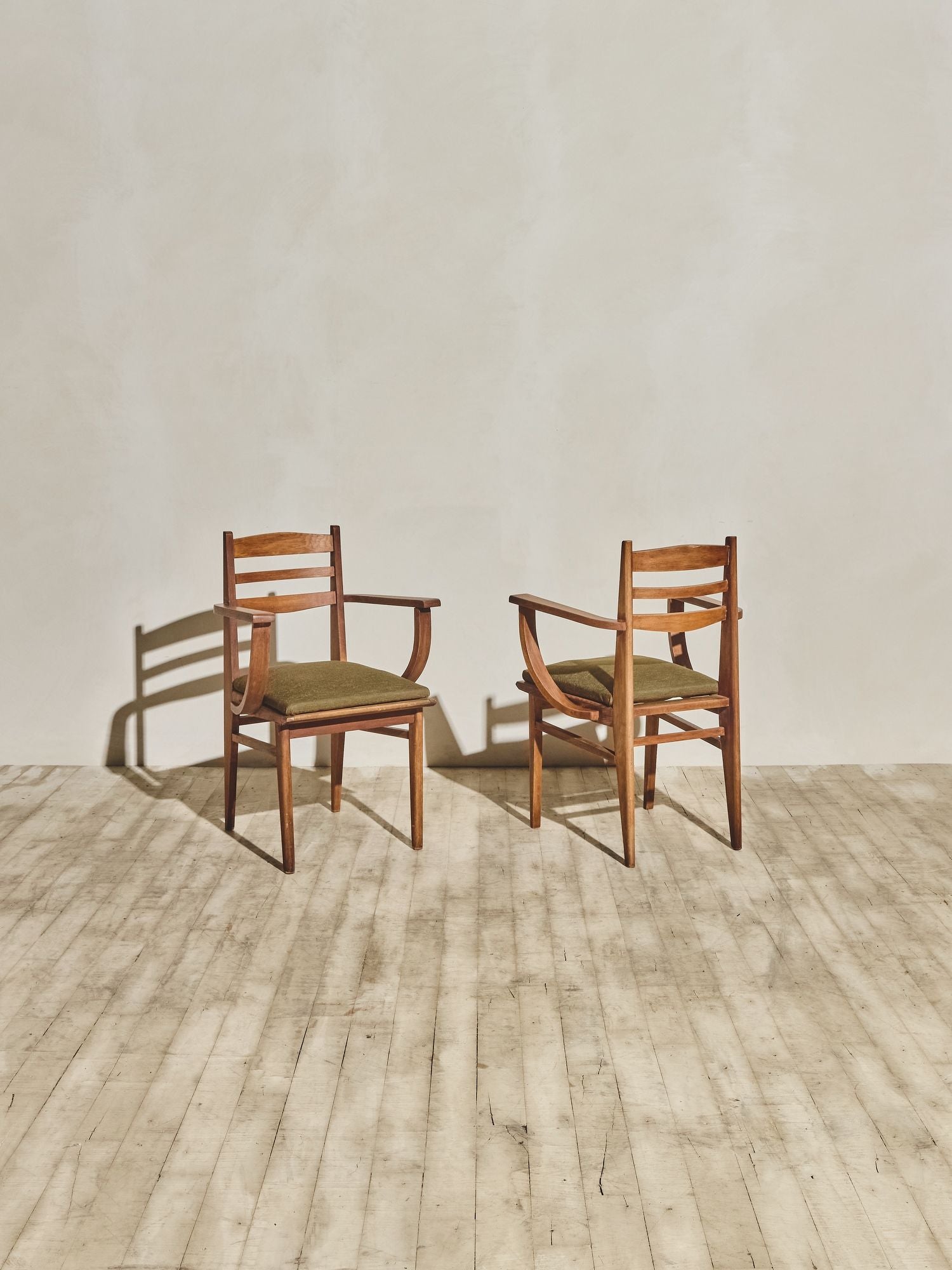 Pair of Mid-Century Walnut Armchairs