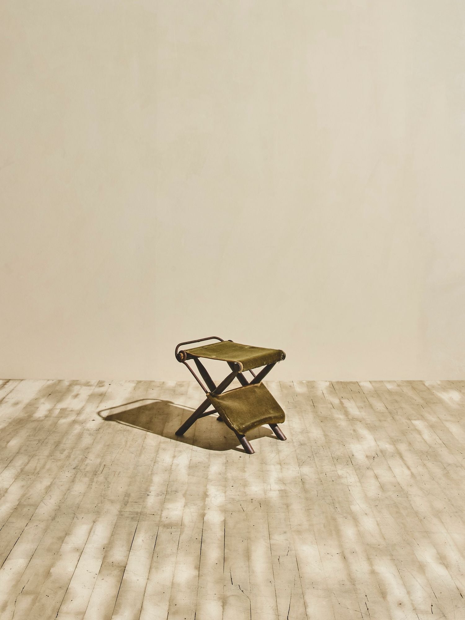 Pair of Mohair Folding Chair-Stools