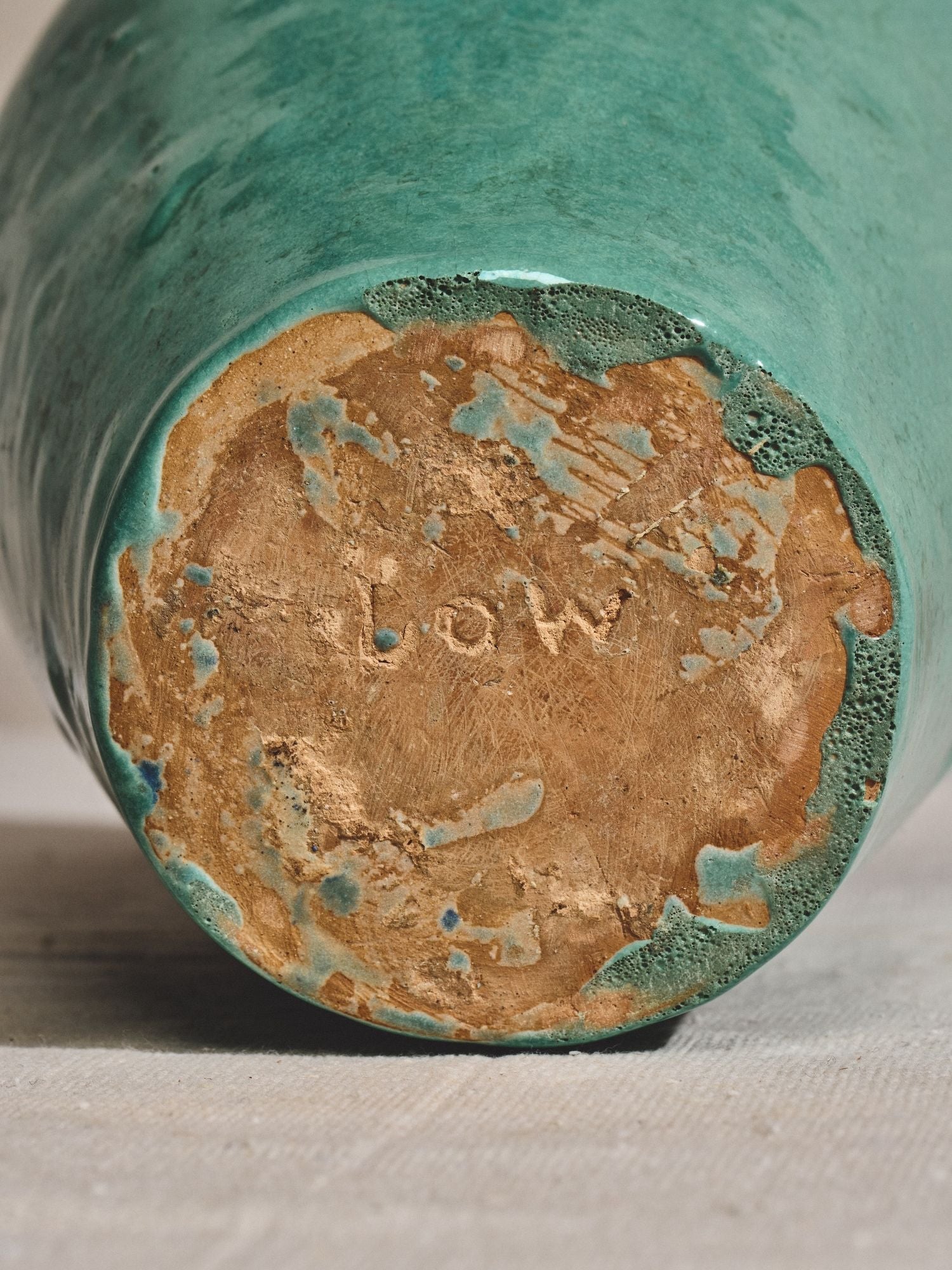 Glazed Turquoise Art Pottery With Handles