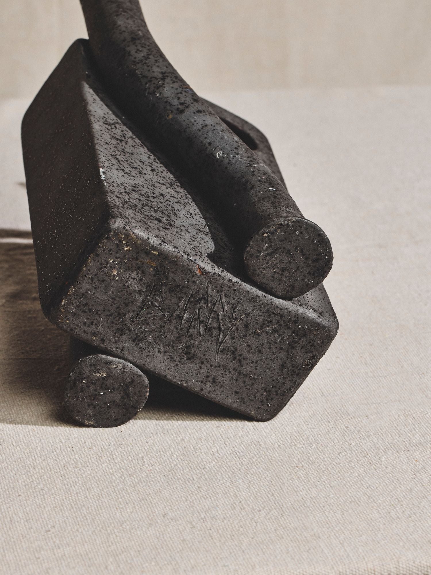 Abstract Black Tubular Stoneware Vase