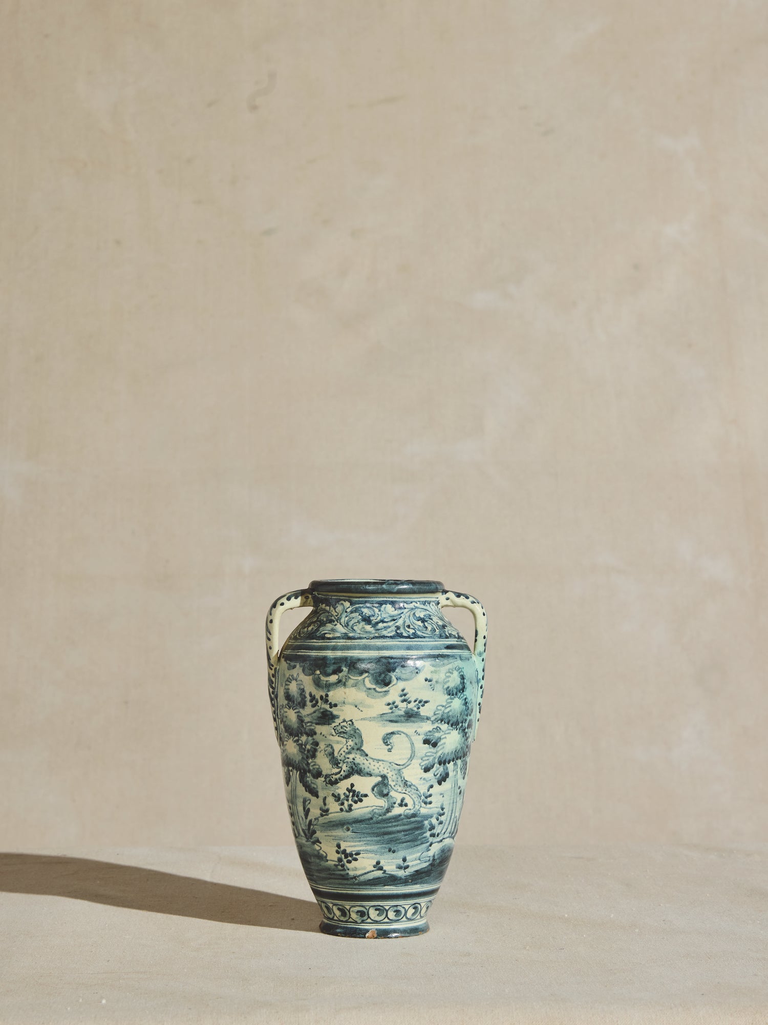 Hand painted clay pottery vase, stamped with the mark of Alaer Niveiro.