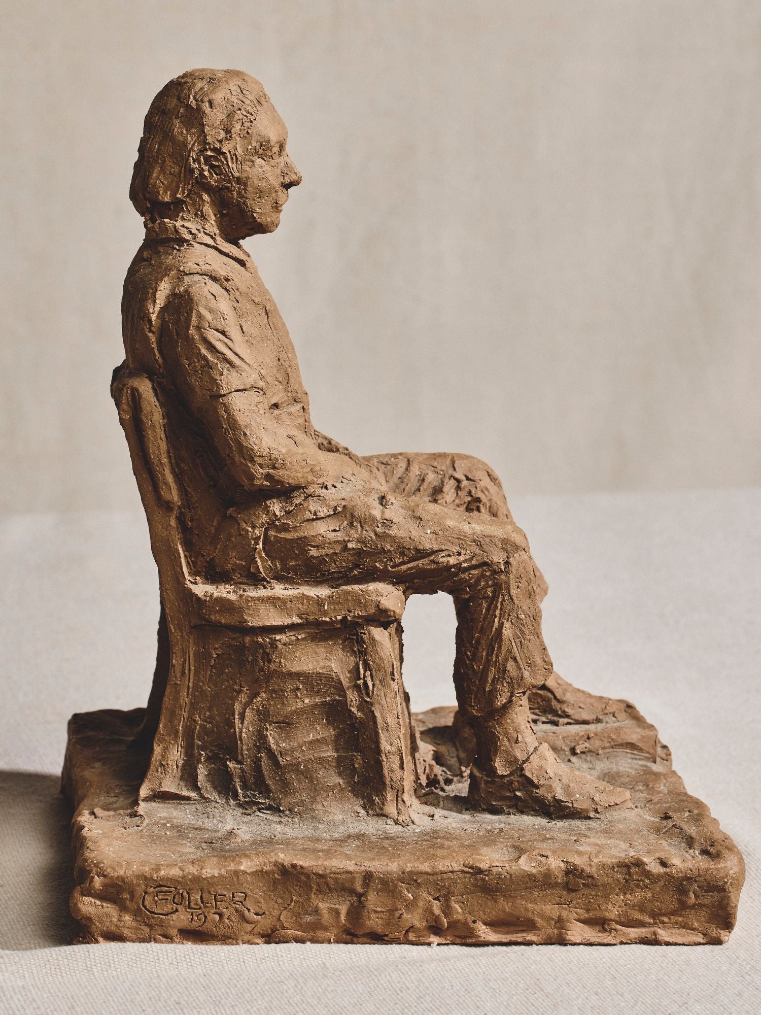 C Fuller Signed Clay Statue