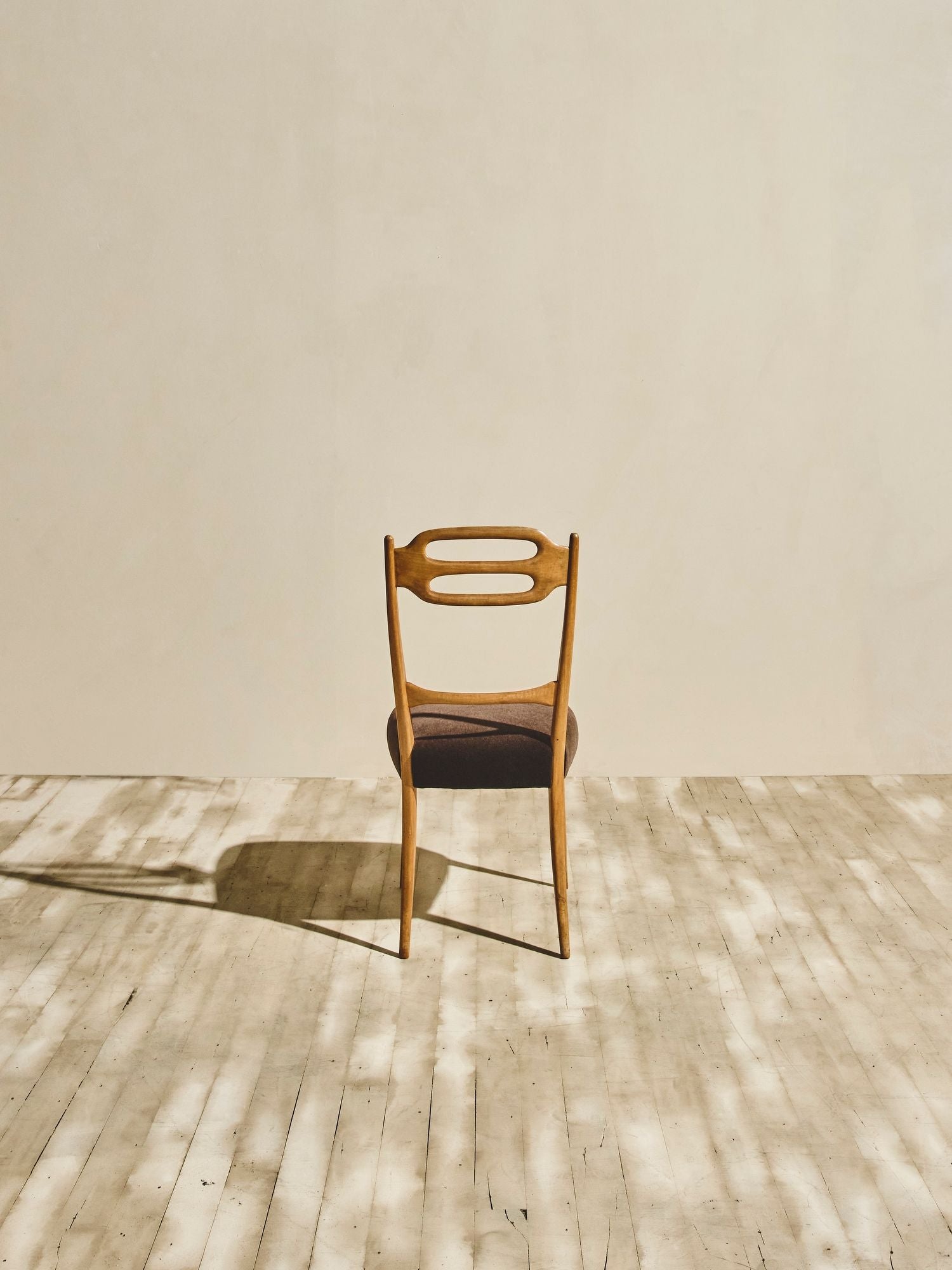 Set of Italian Beech Wood Dining Chairs - Brown Velvet