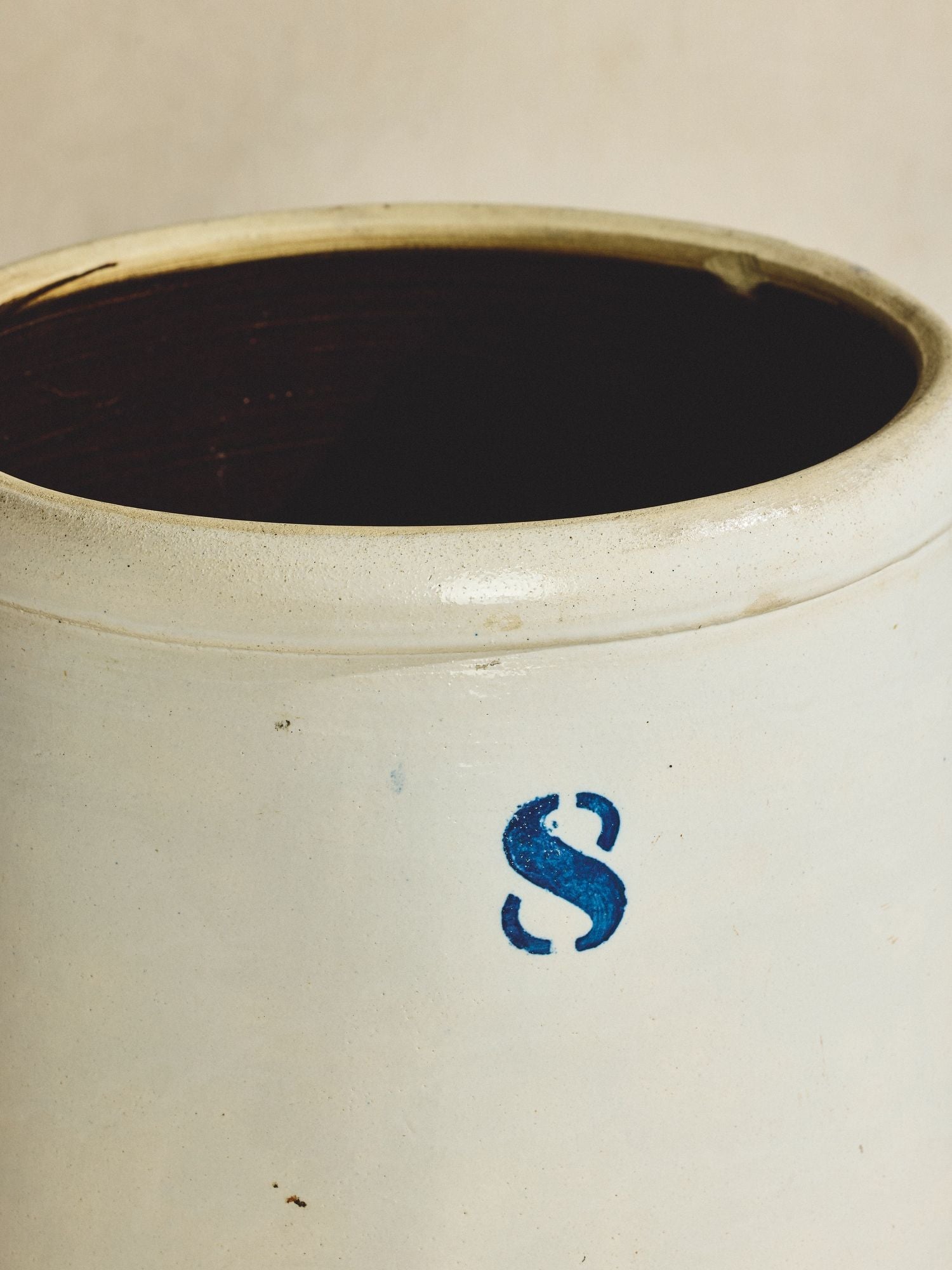 Monogrammed Stoneware Crock