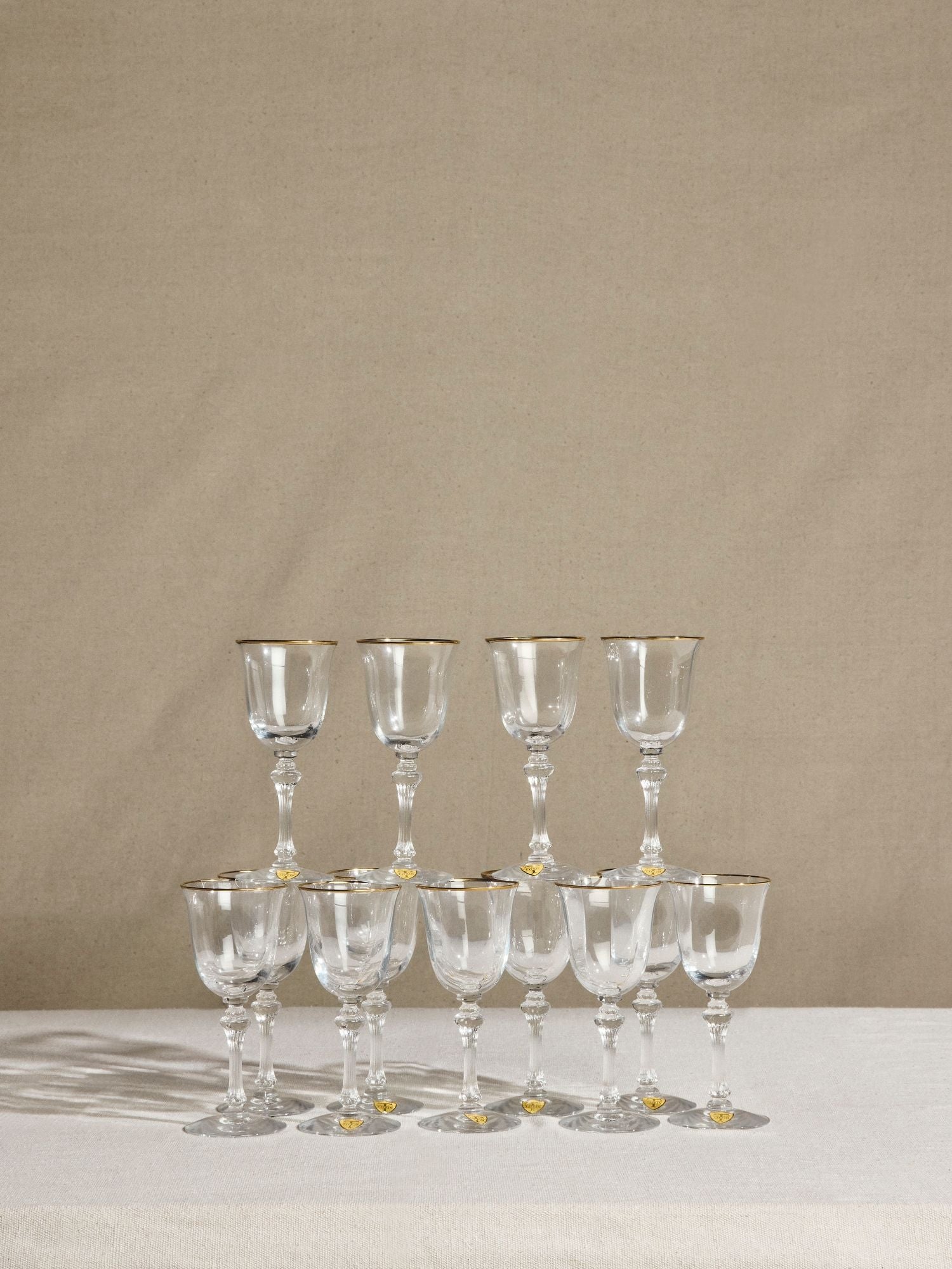Gilt-Rimmed Crystal Goblets