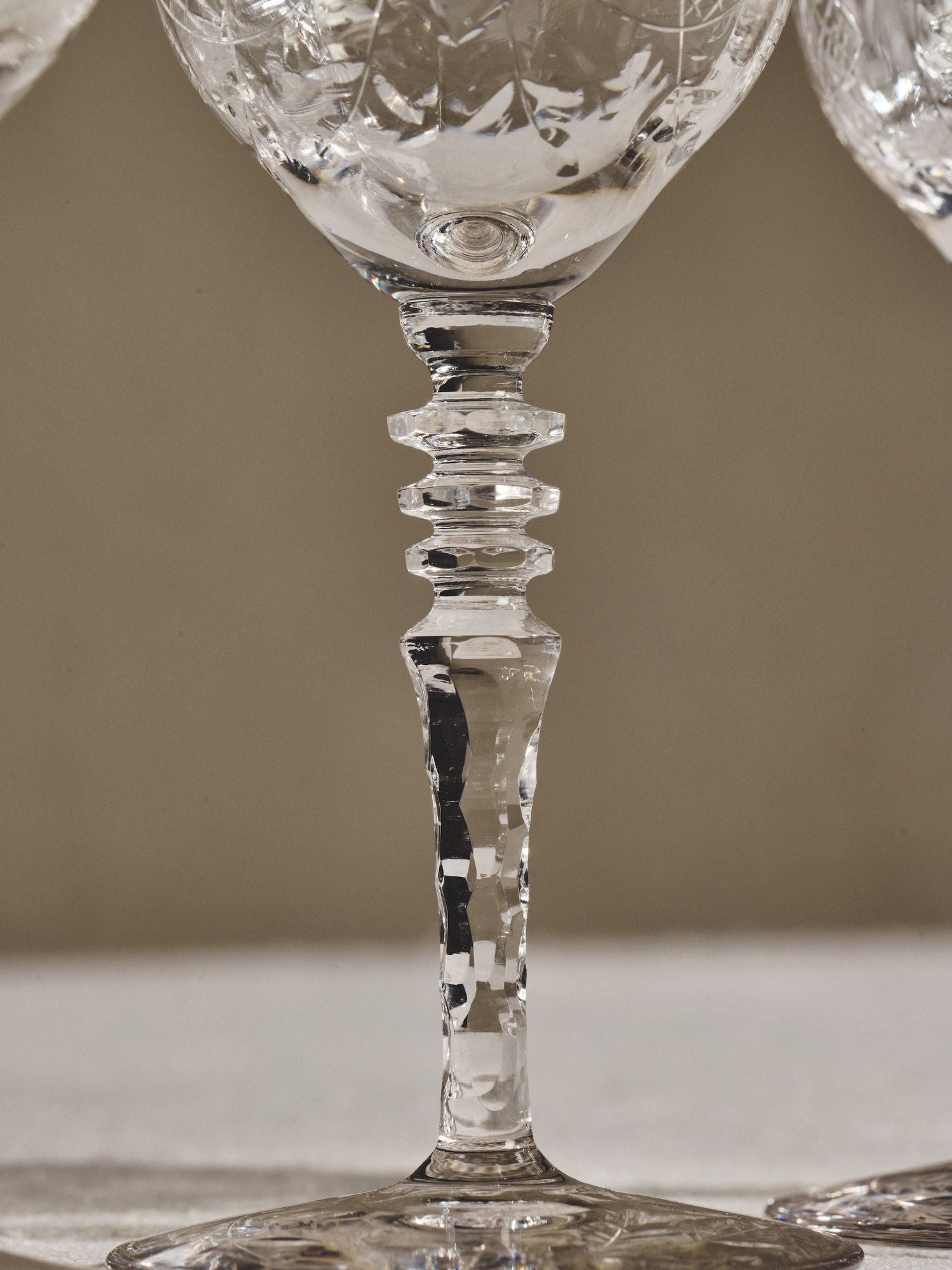 Floral Etched Crystal Stemware