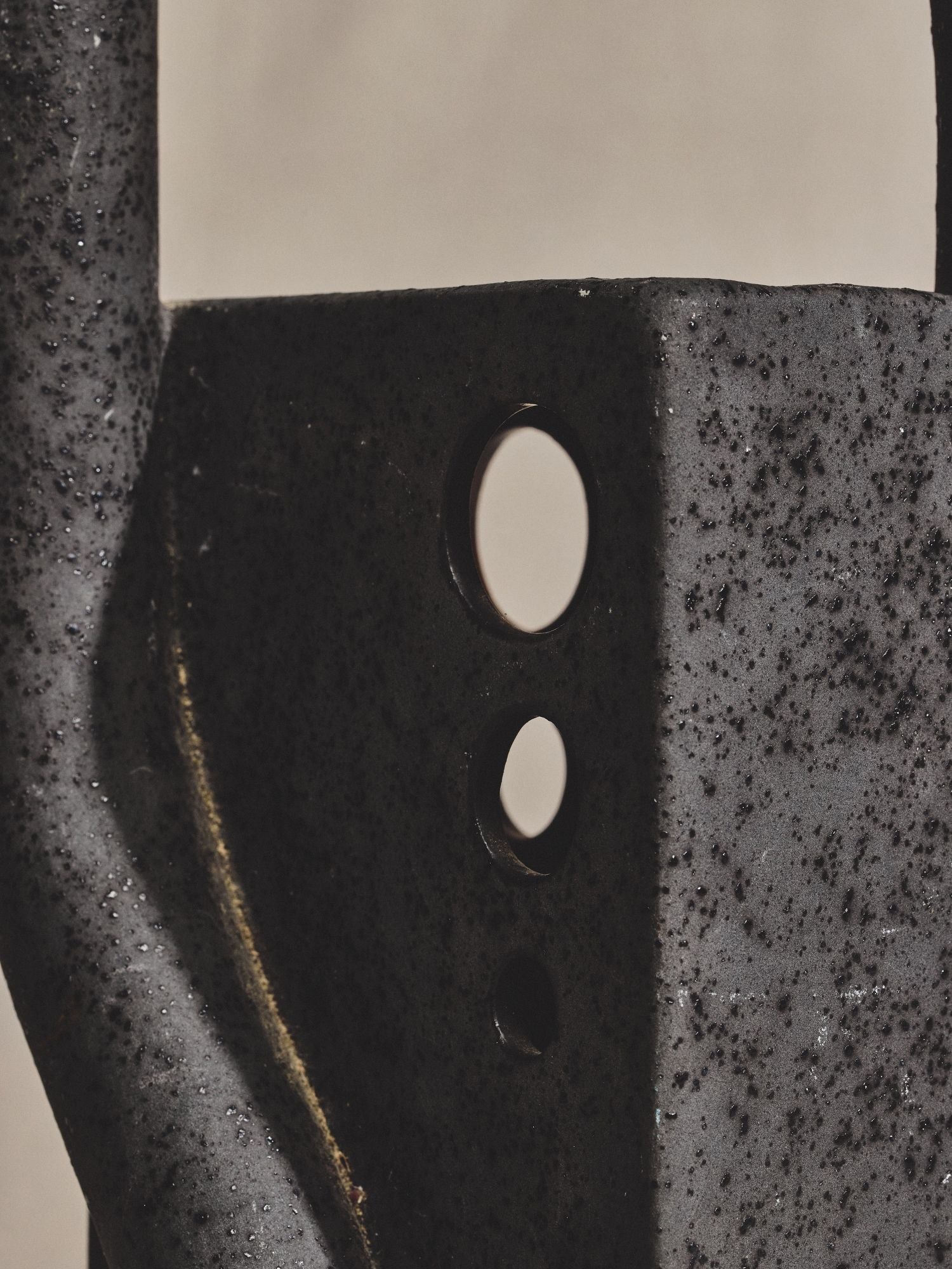 Abstract Black Tubular Stoneware Vase