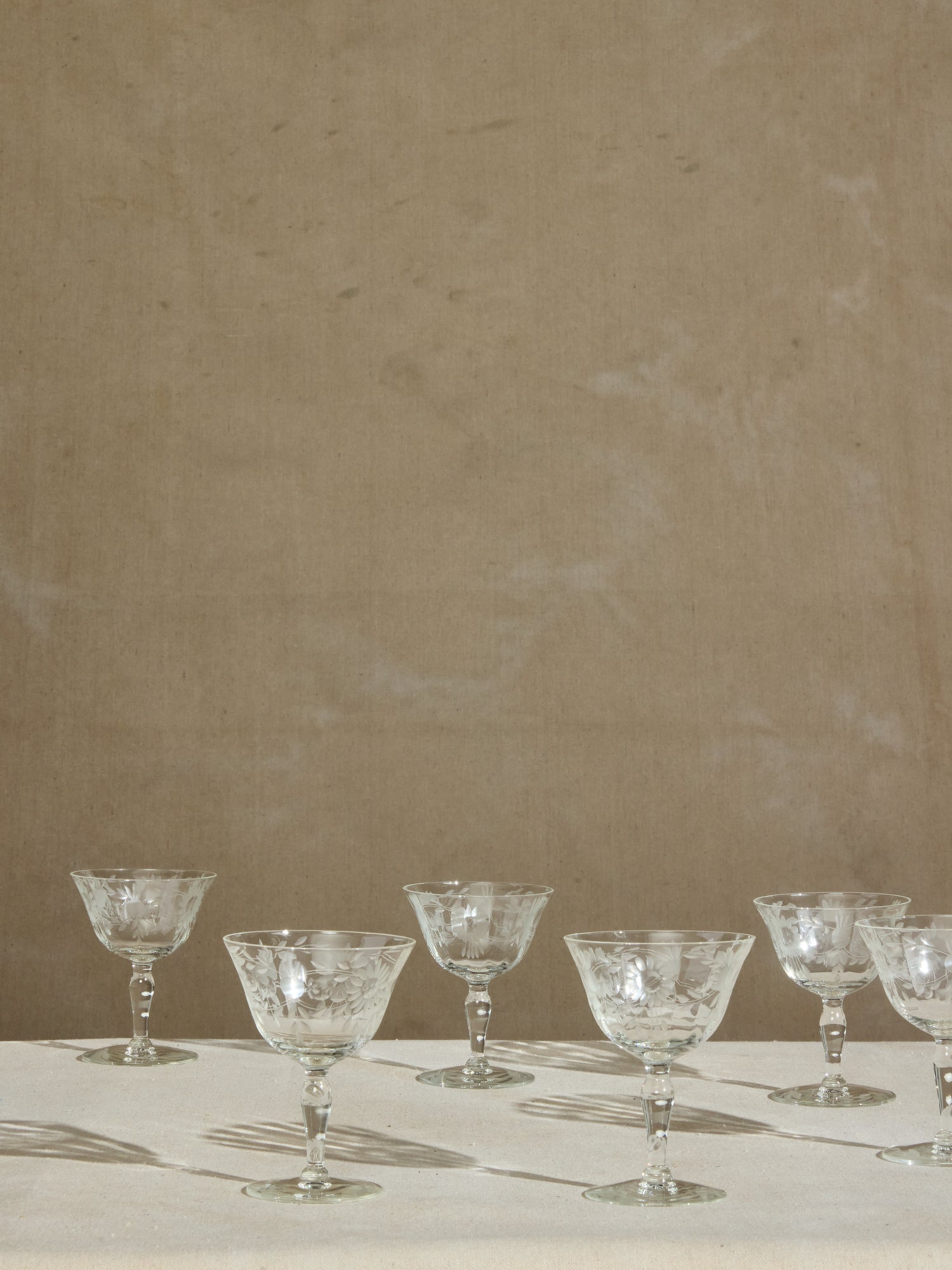 Floral Etched Champagne Glasses