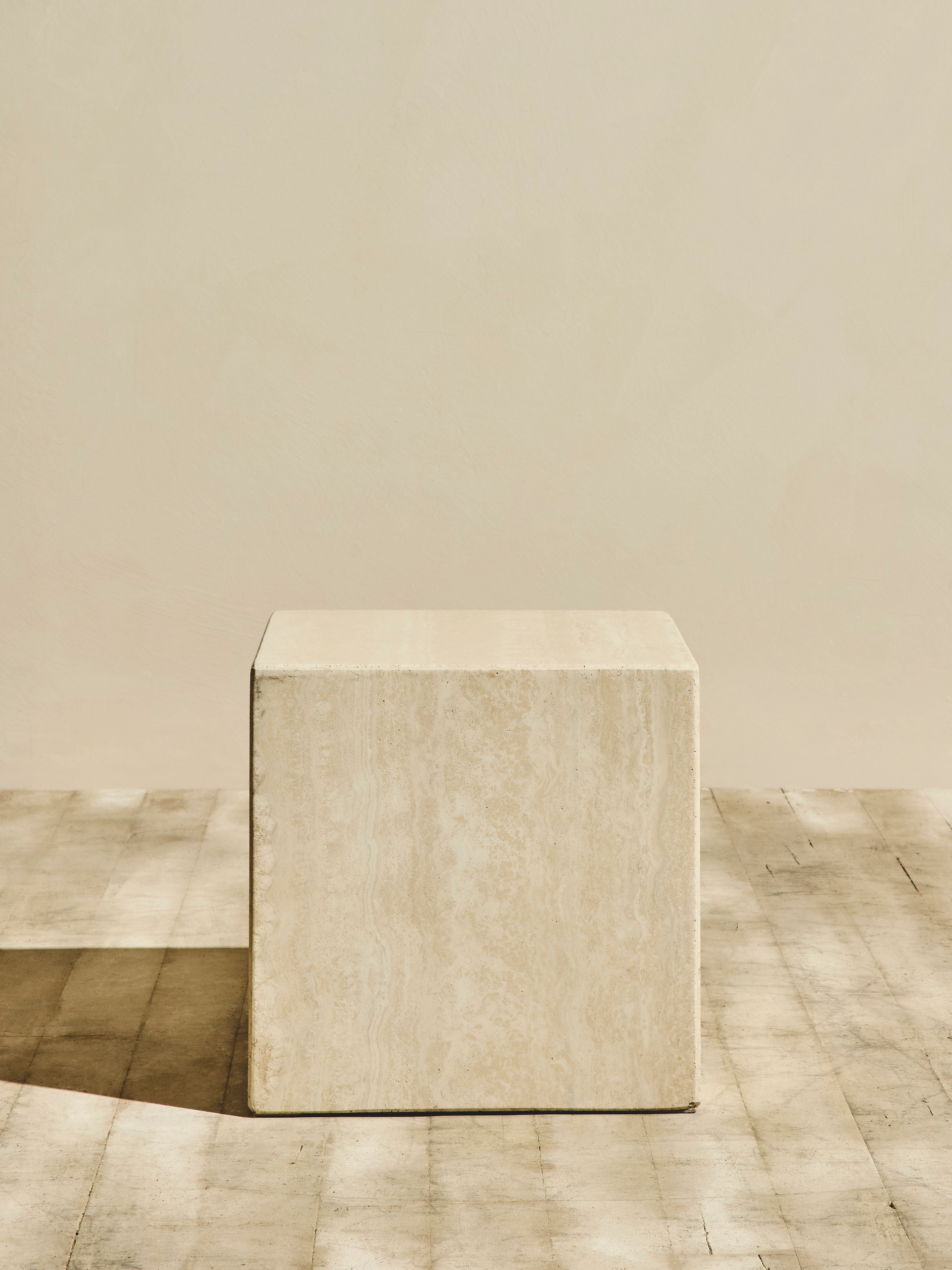 Travertine Stone Cube Plinth