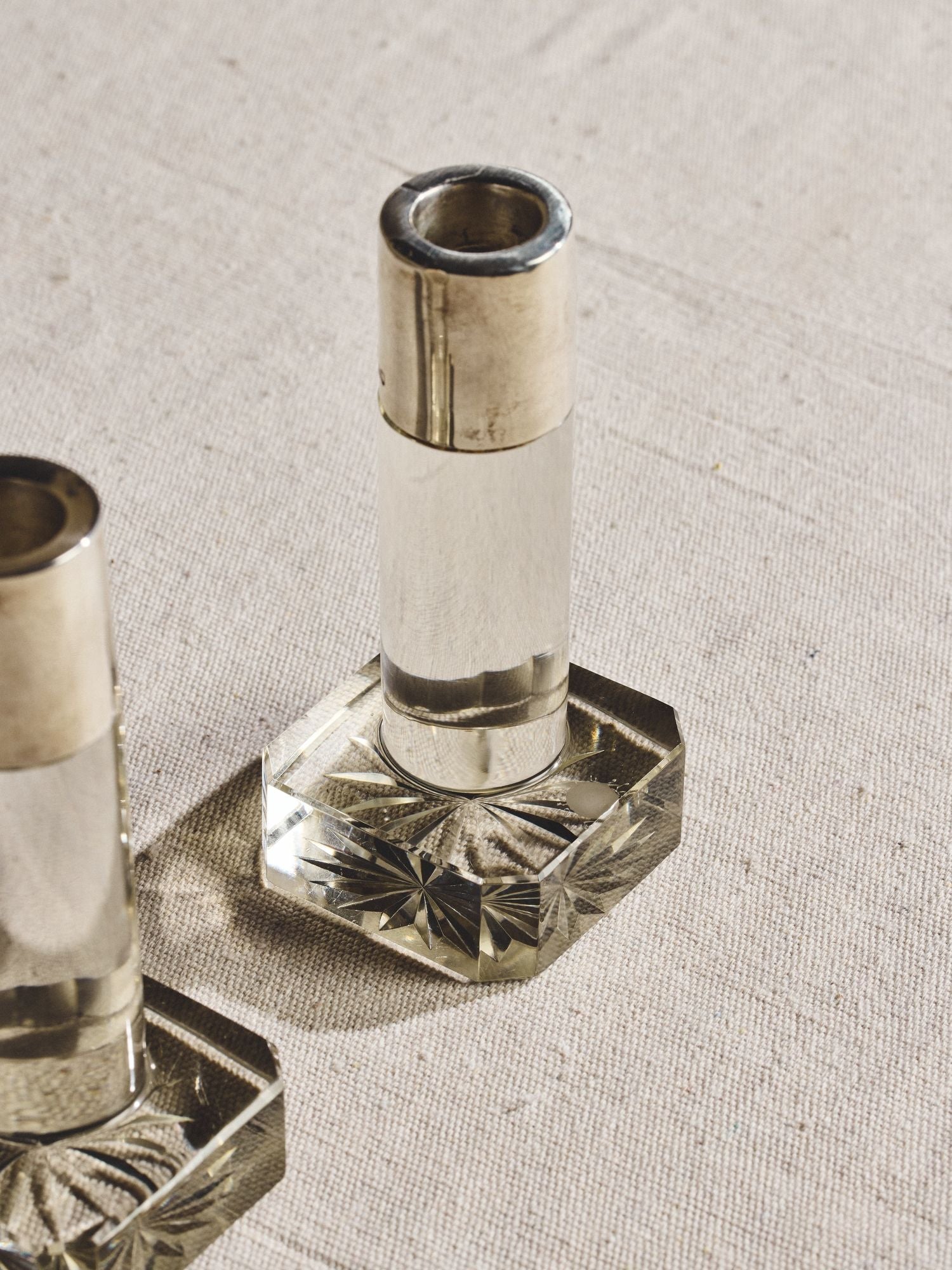 Mid-Century Modern Glass Taper Candleholders