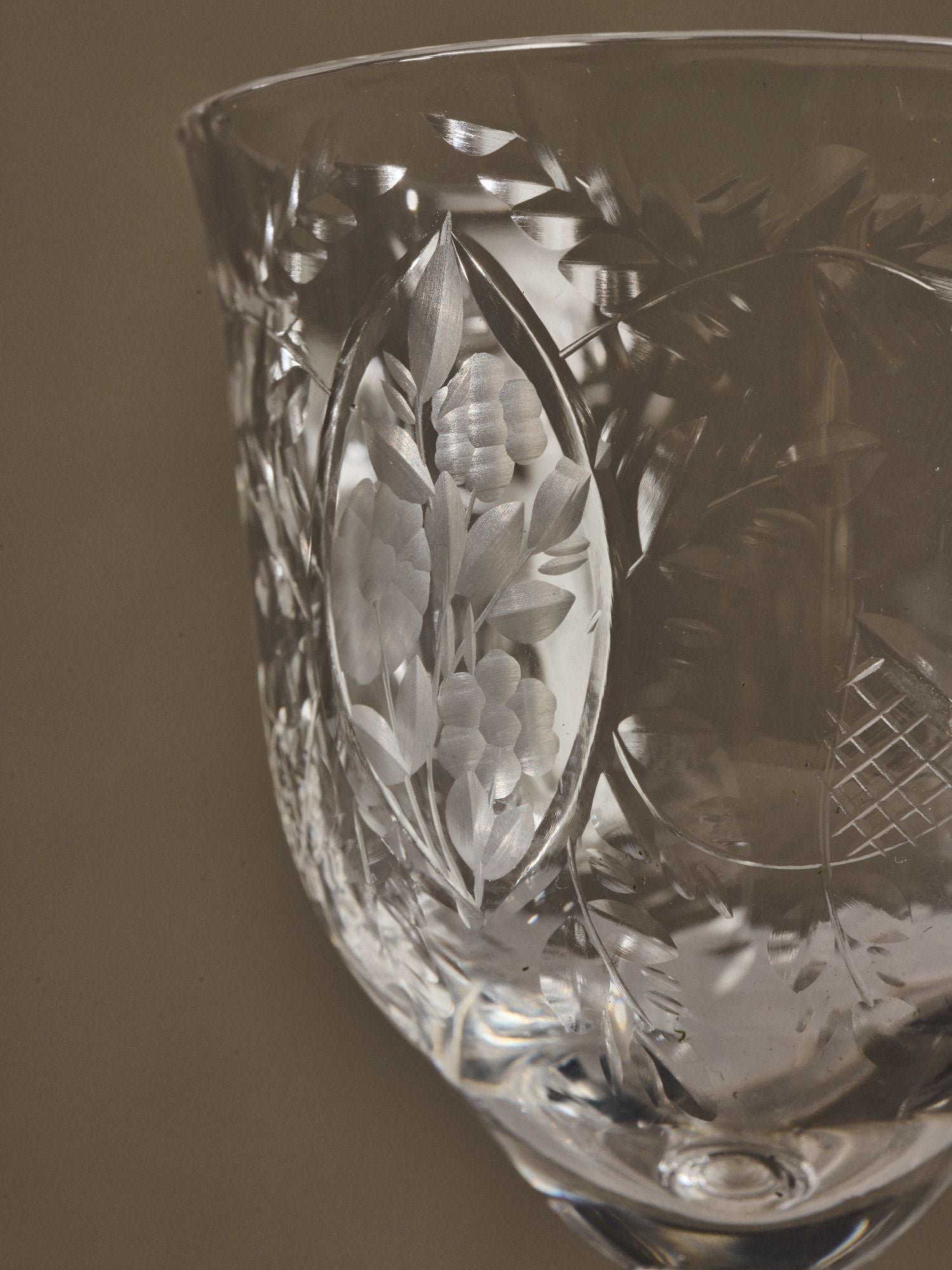 Floral Etched Crystal Stemware