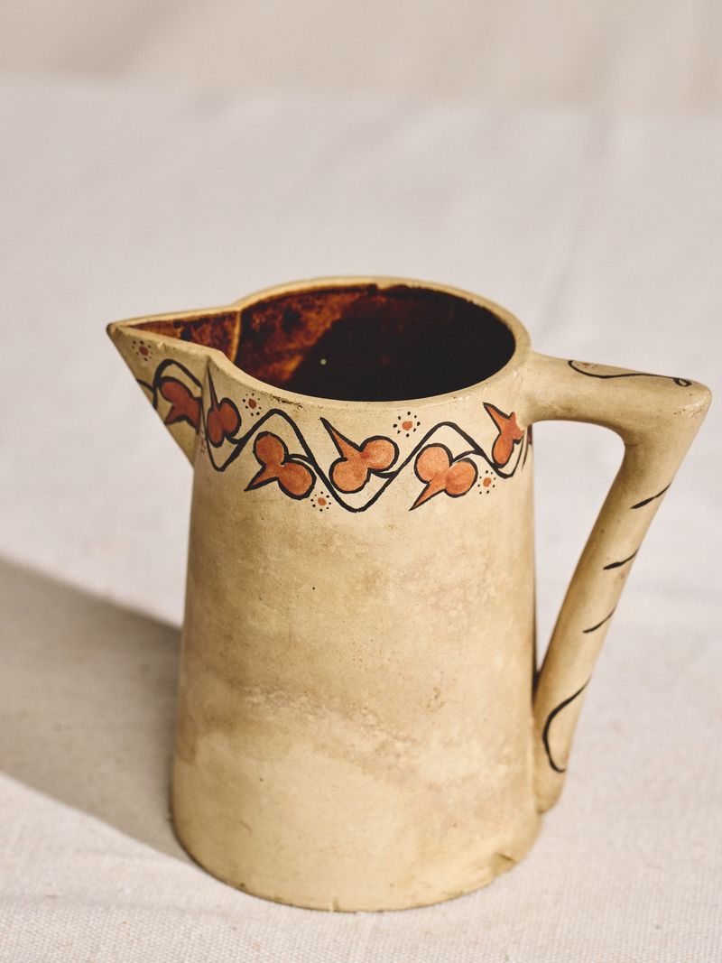 Ceramic Hand Painted Pitcher Stamped