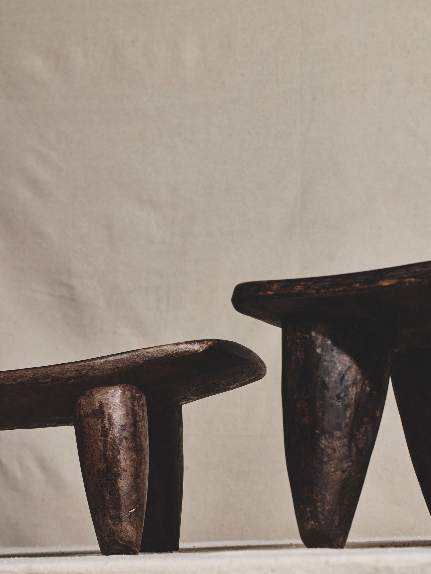 Hand-Carved Wooden Footstool