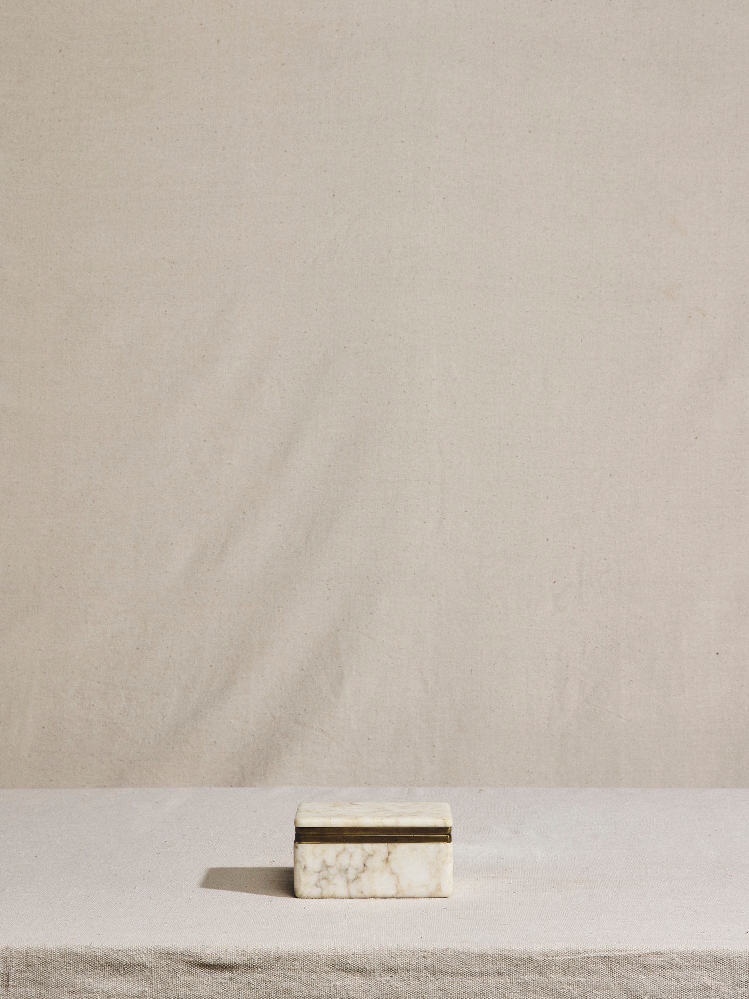 Rectangular Marble Box with Brass Trim