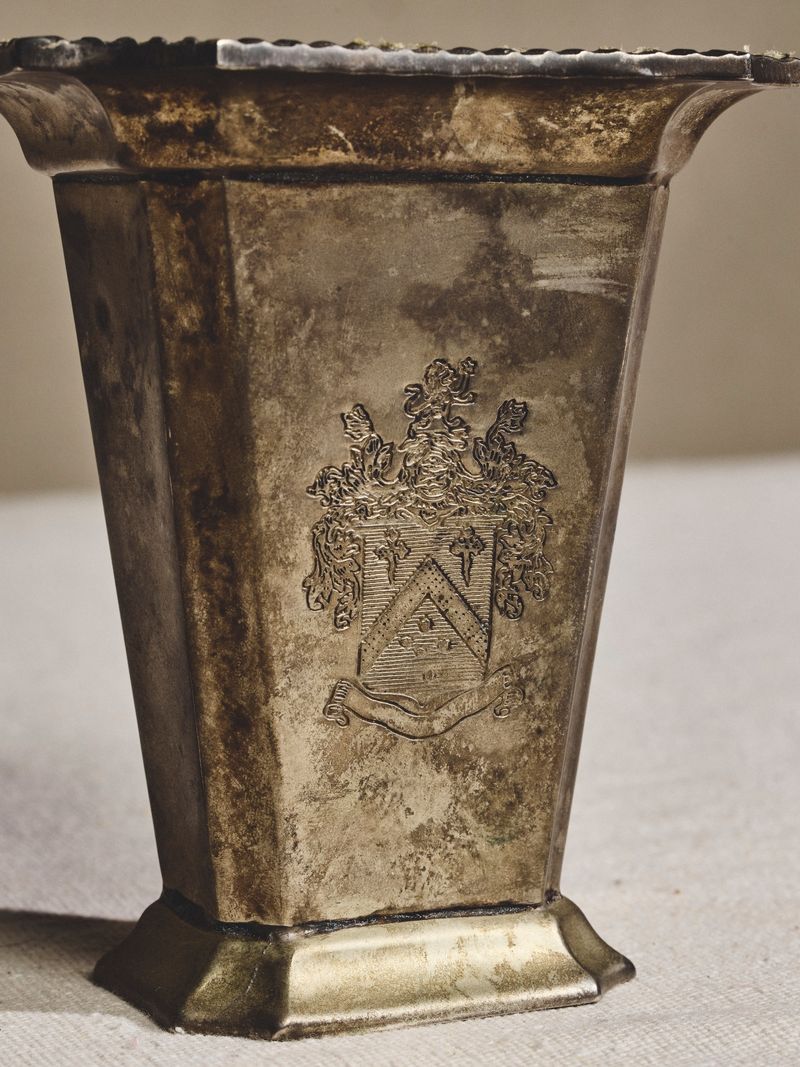 Silver Plate Crested Vase