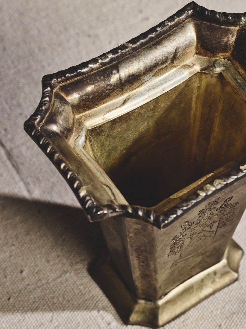 Silver Plate Crested Vase