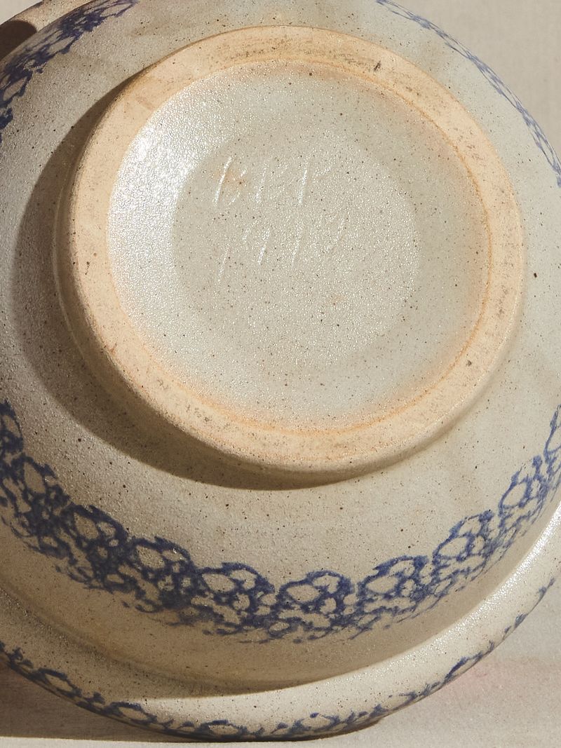Blue & White Spongeware Stoneware Mixing Bowl