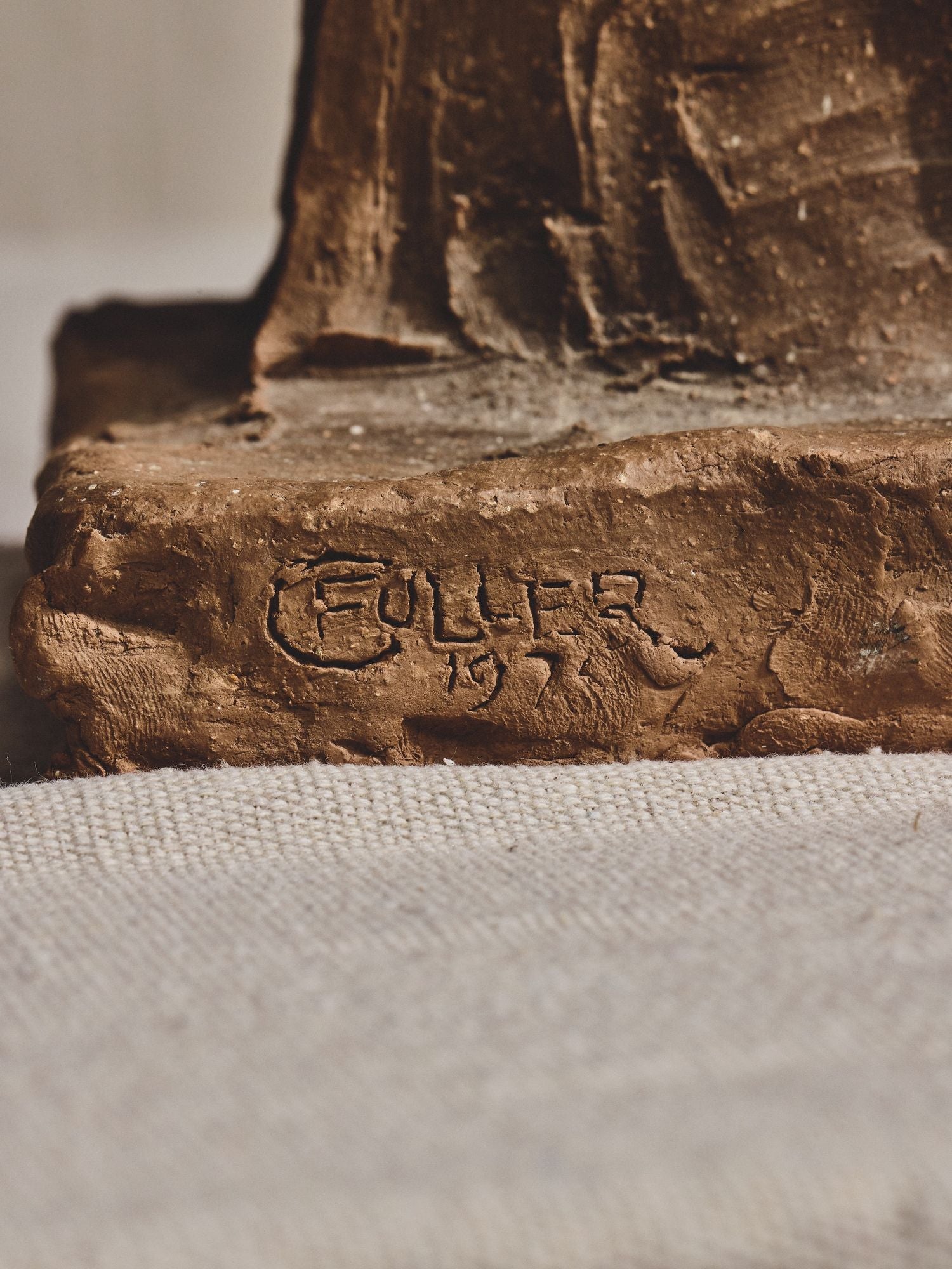 C Fuller Signed Clay Statue