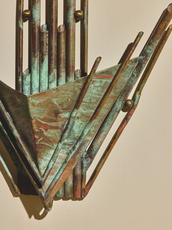 Verdigris Art Deco Wall Sconces – Pair