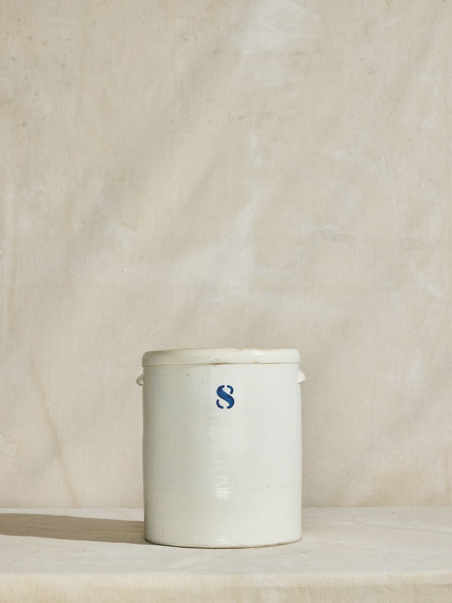 Monogrammed Stoneware Crock
