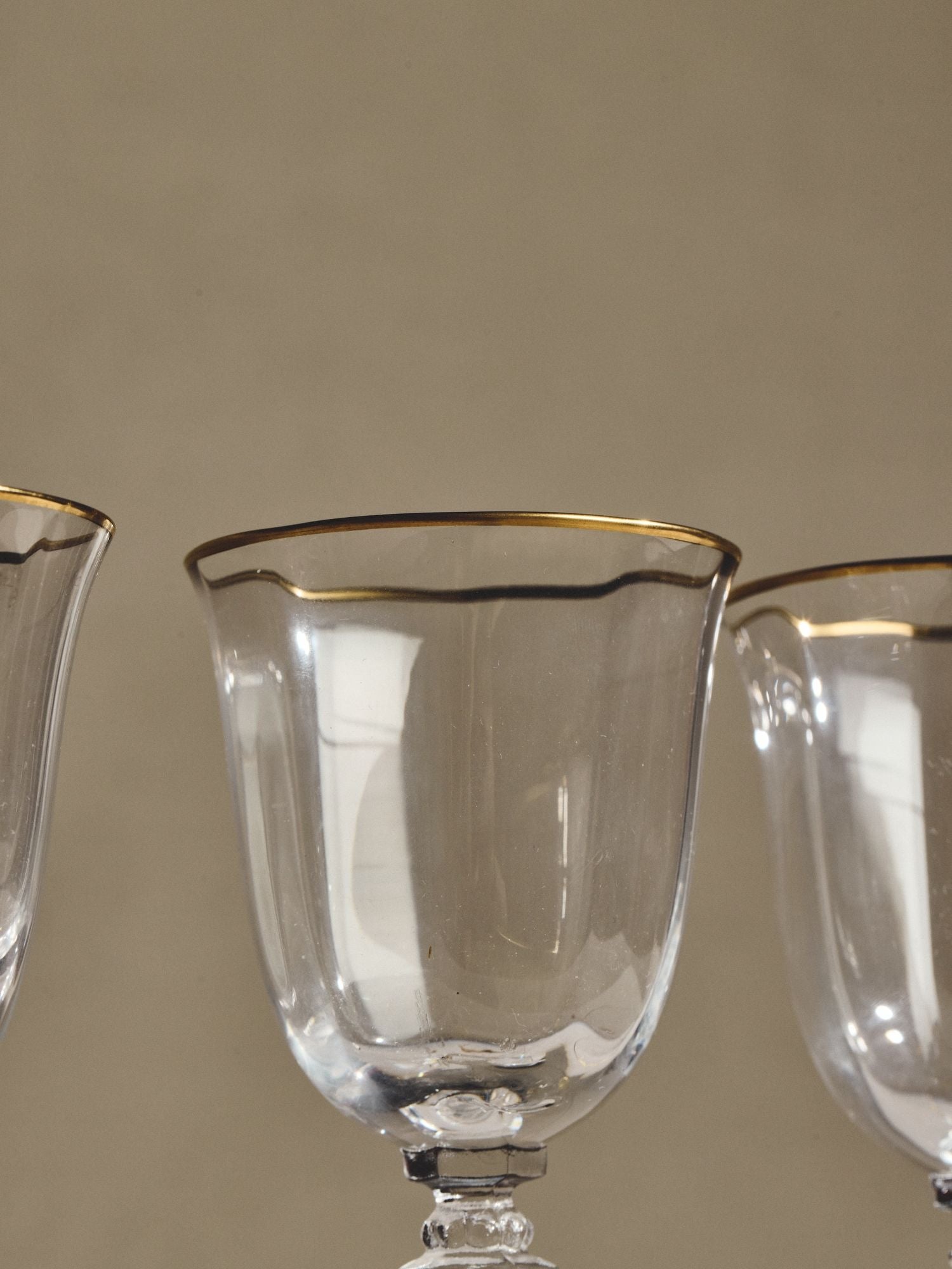 Gilt-Rimmed Crystal Goblets