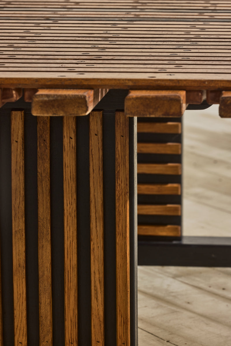 Gaston Poisson Slatted Wood Coffee Table | Roweam