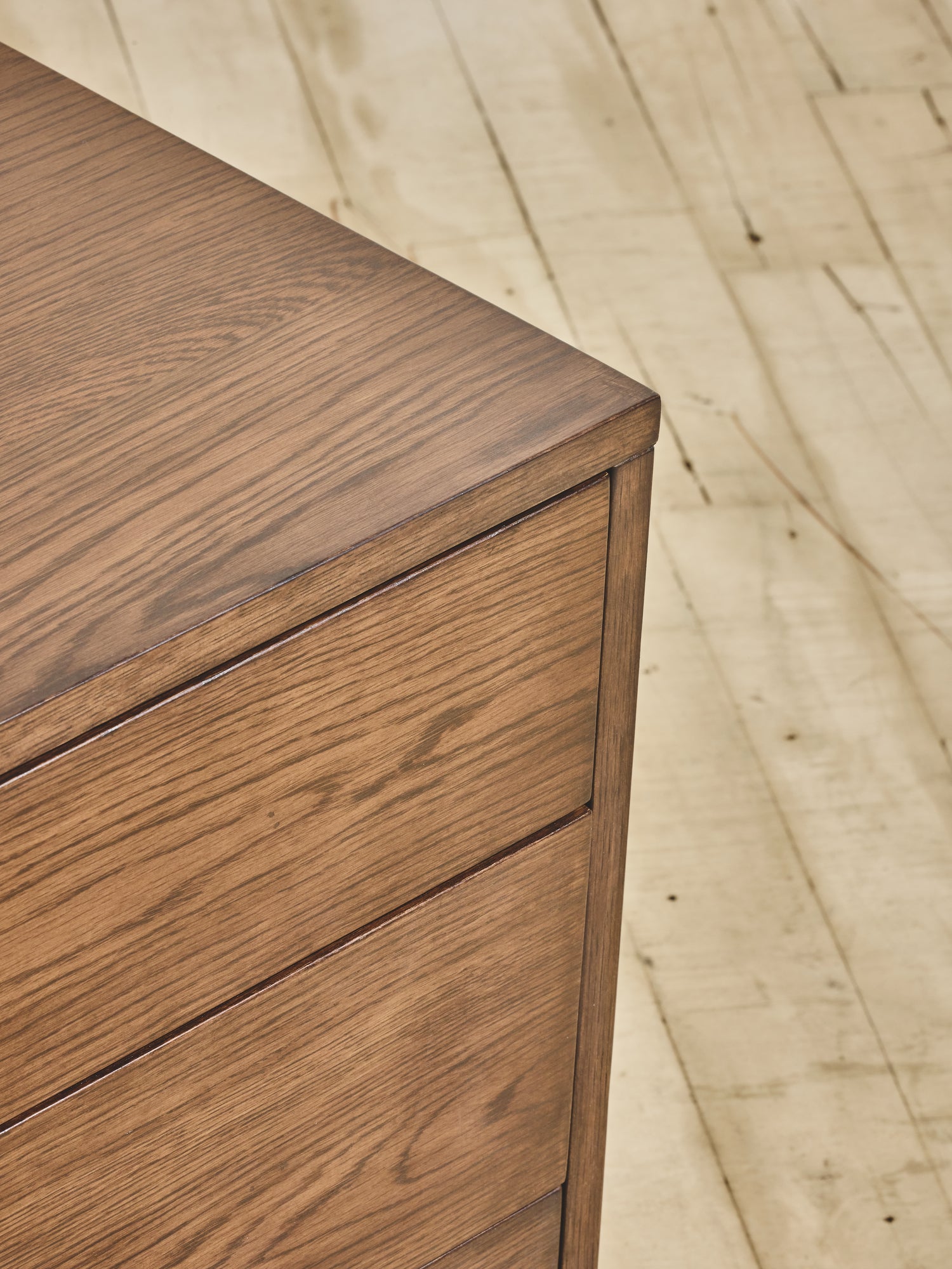Close up of the white oak grain on the minimalist Ghent Side Table.