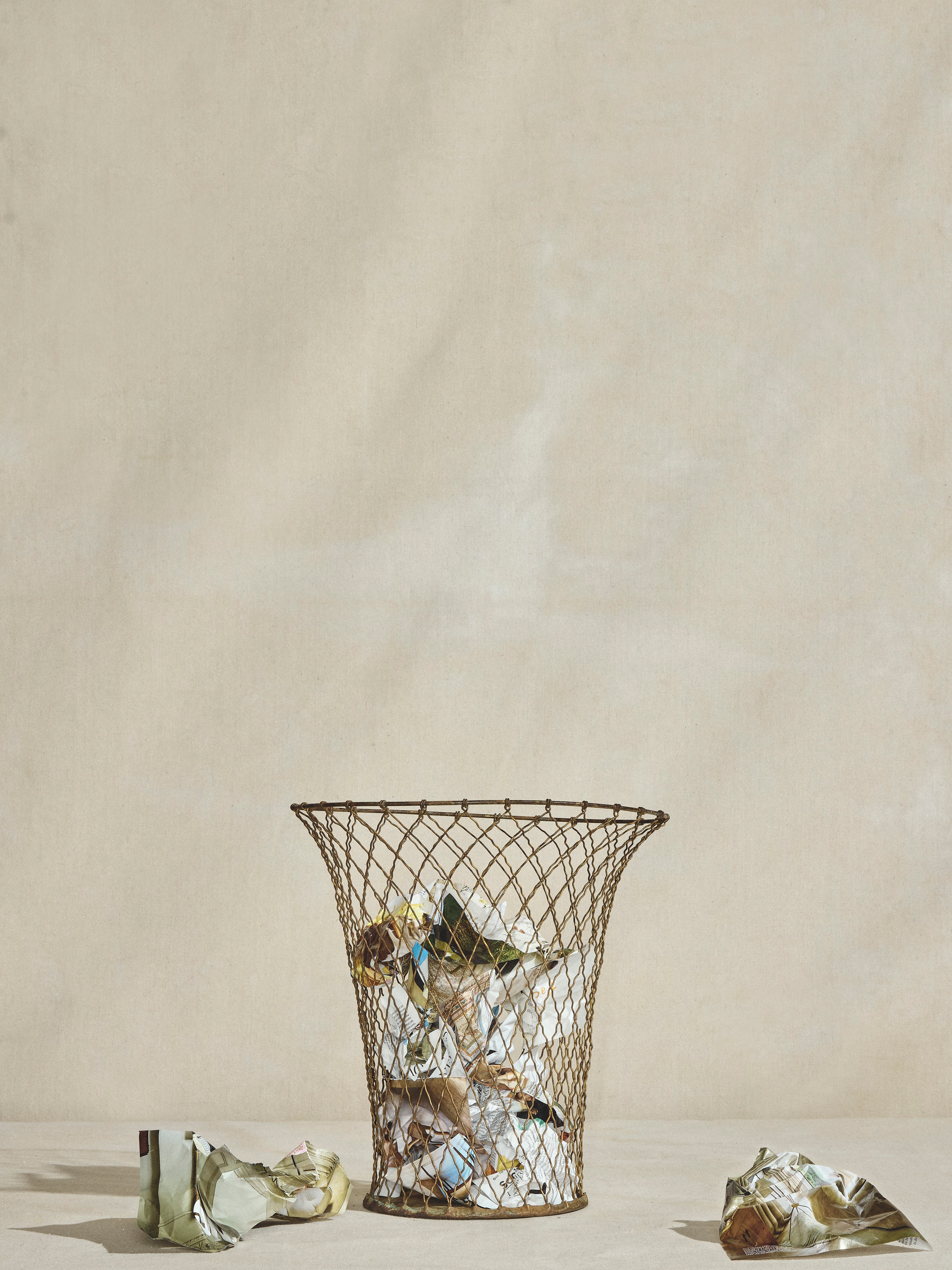 1920’s French Brass Wire Trash Bin