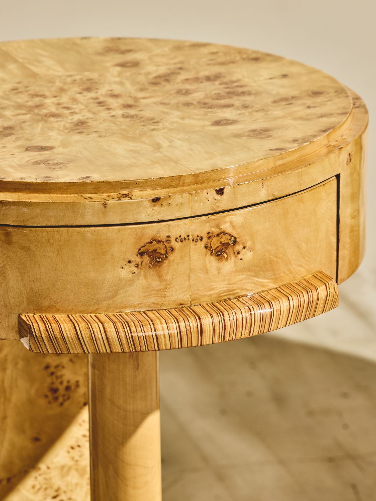Pair of Vintage Swedish Art Deco Burl Side Tables