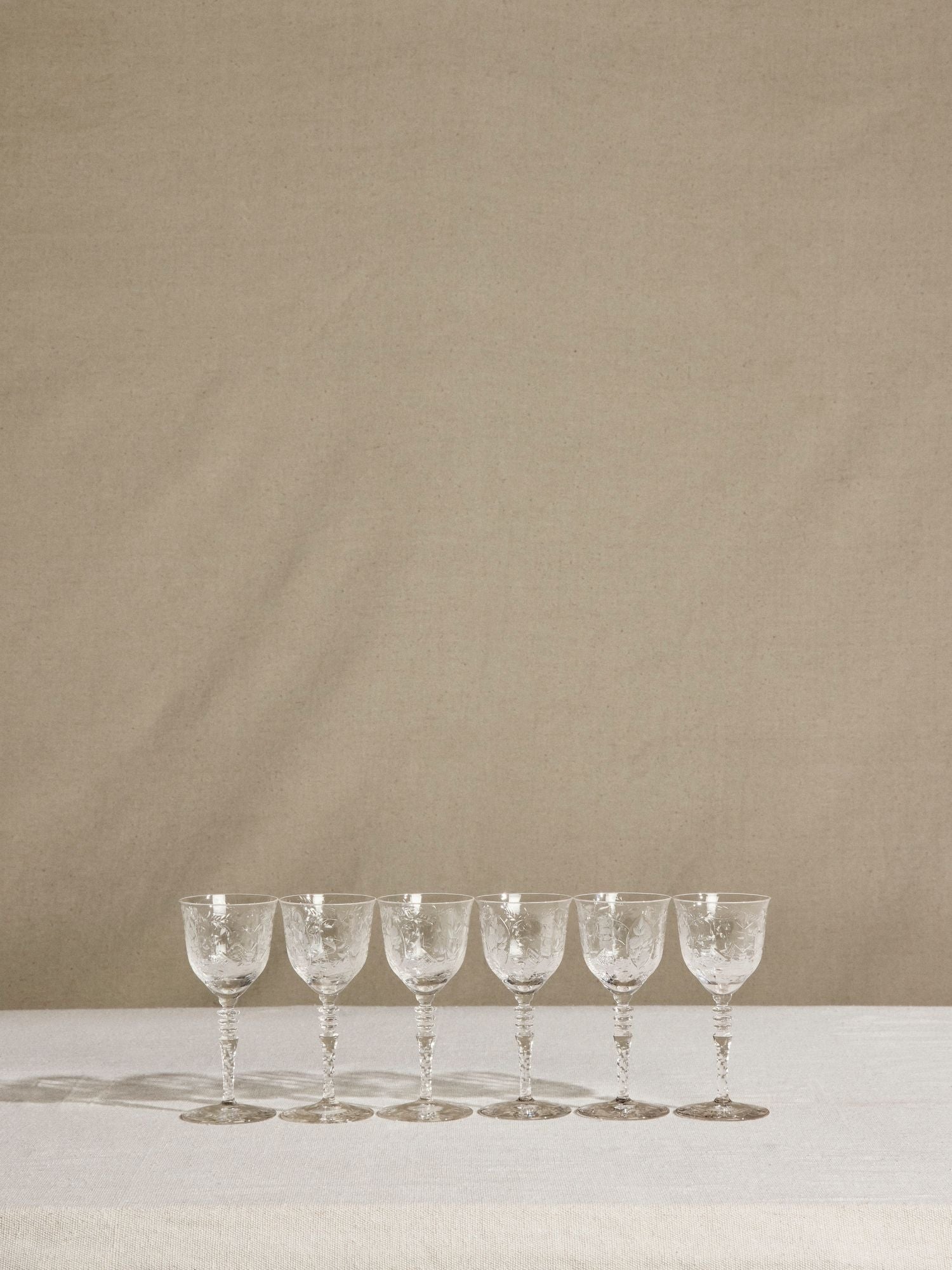 Floral Etched Crystal Stemware