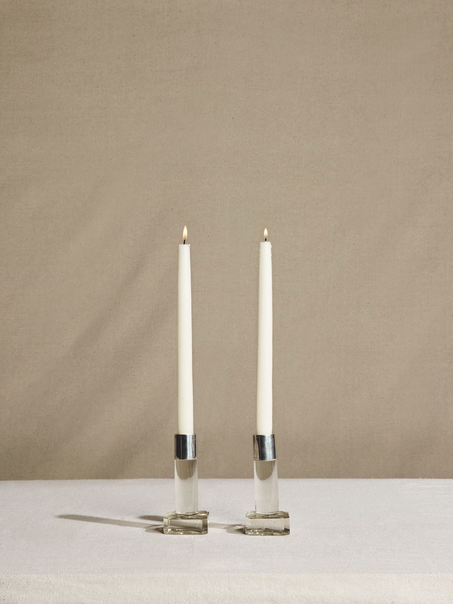 Mid-Century Modern Glass Taper Candleholders