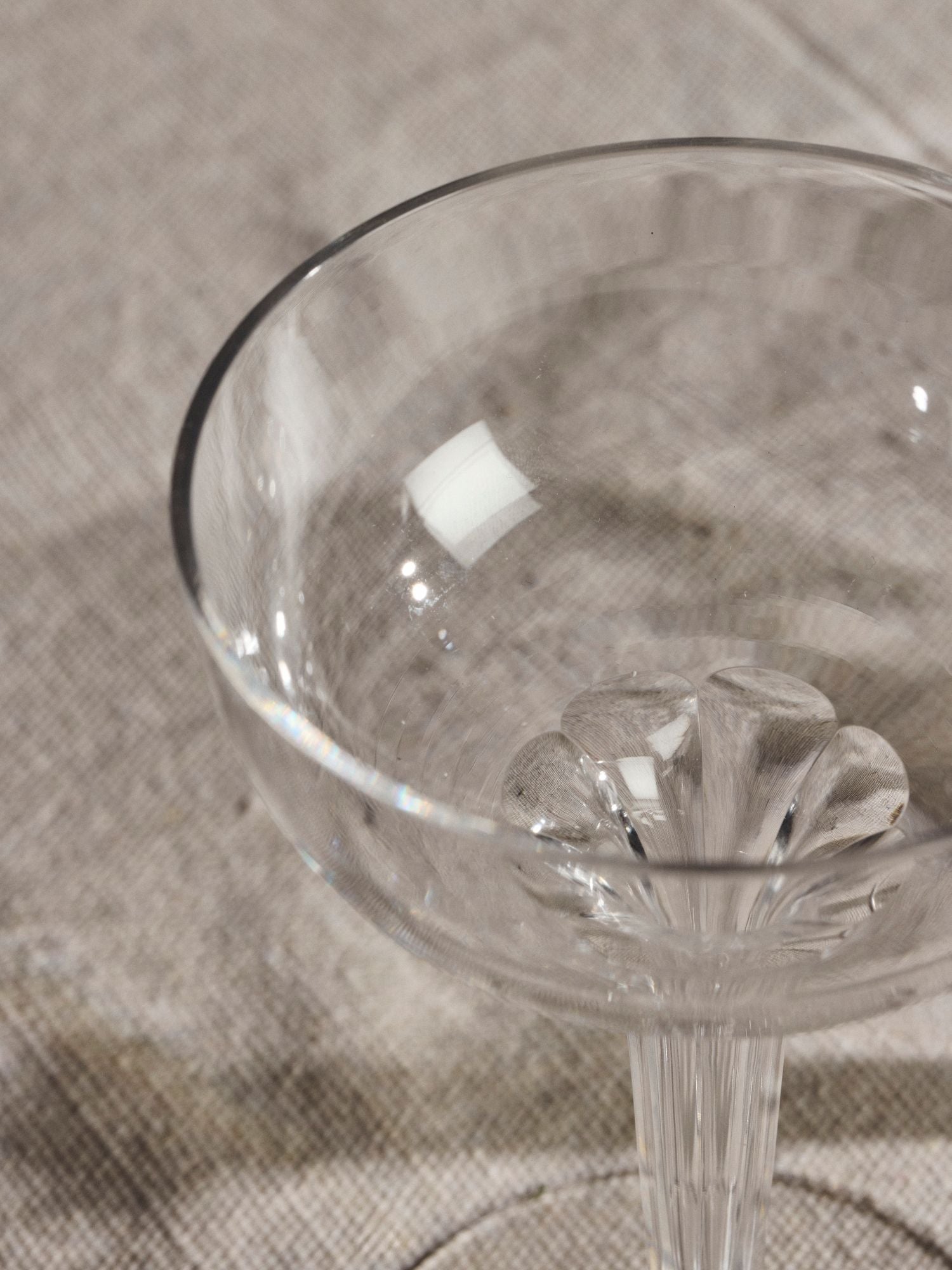 Cut Champagne Glass w/ Hollow Stem - Set of 5