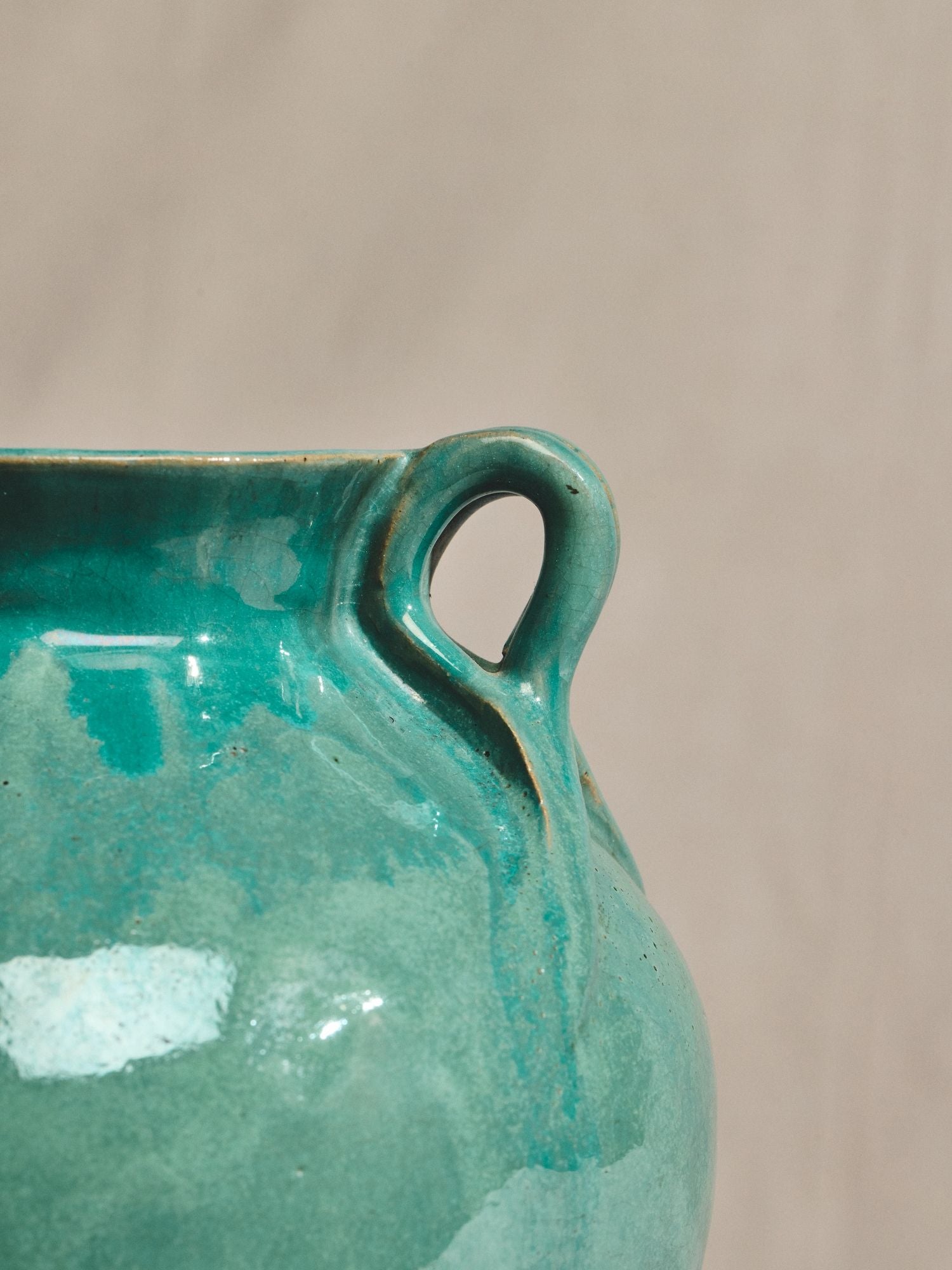 Glazed Turquoise Art Pottery With Handles