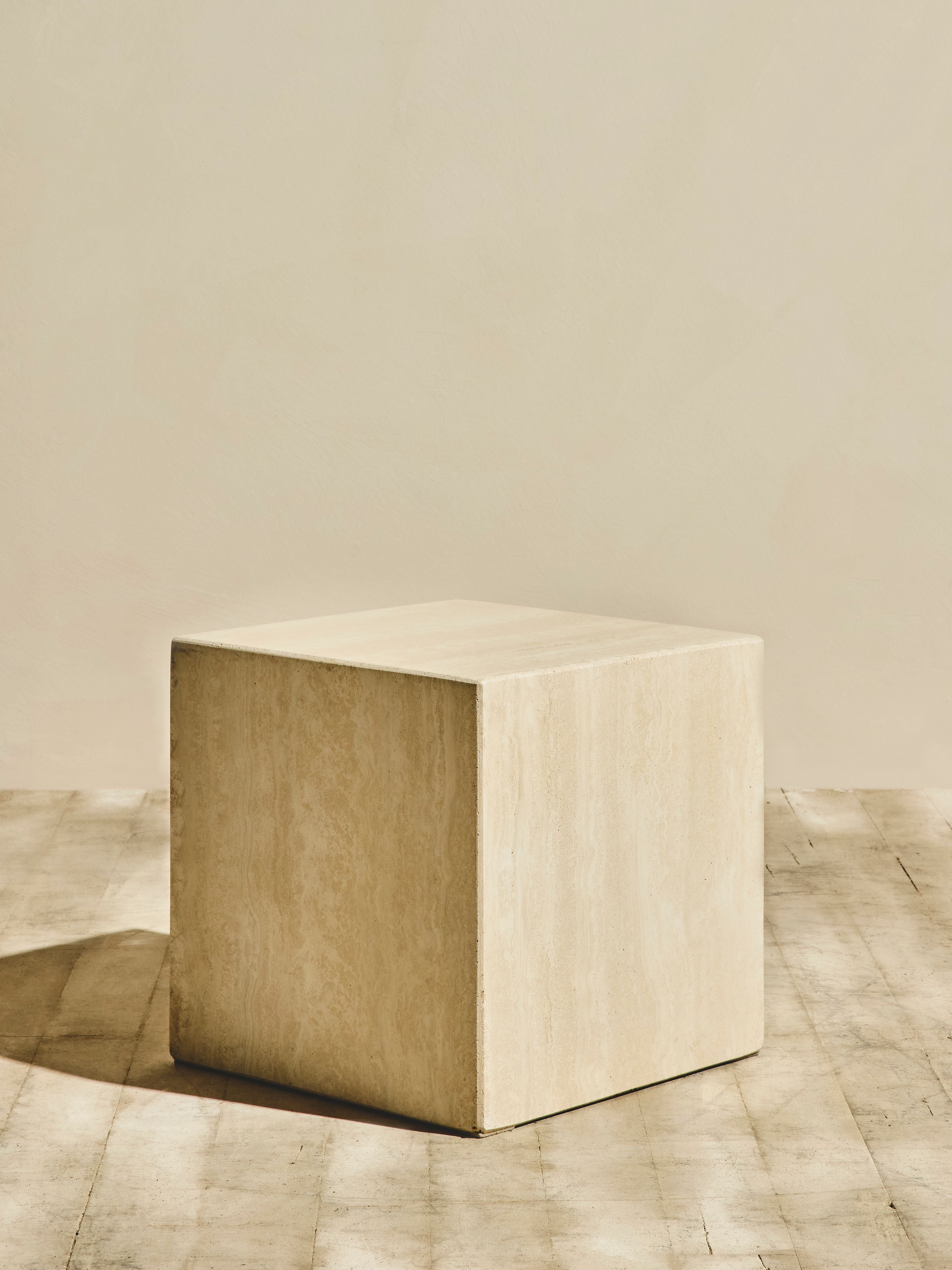 Travertine Stone Cube Plinth