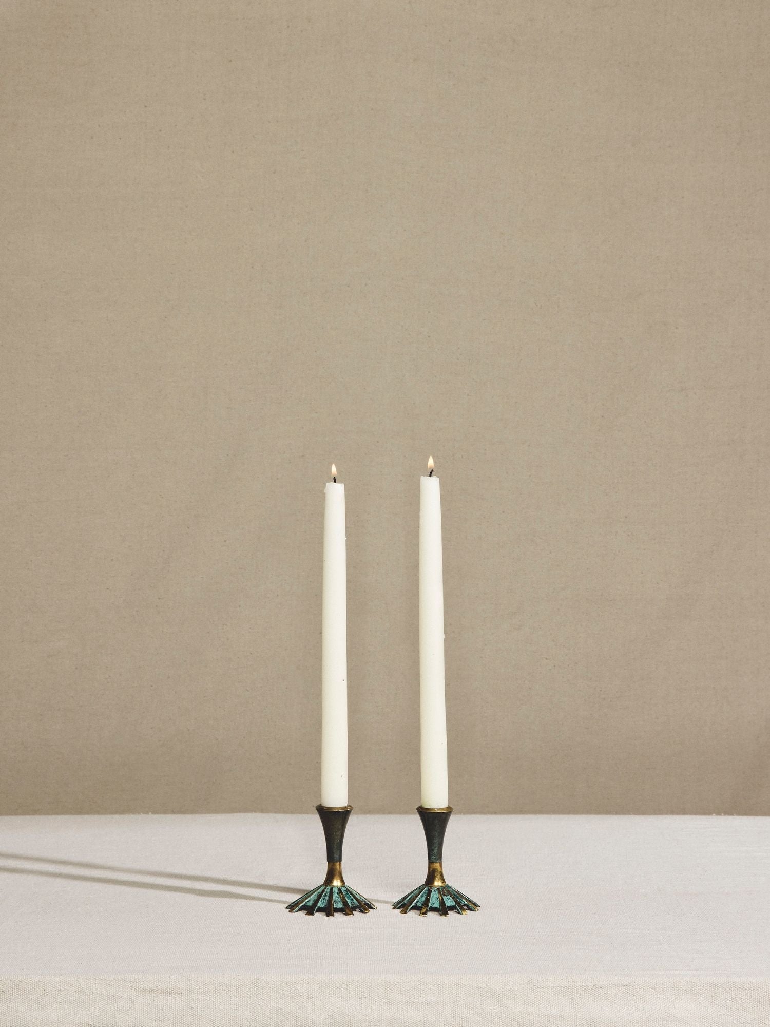 Patinated Brass Candle Holders