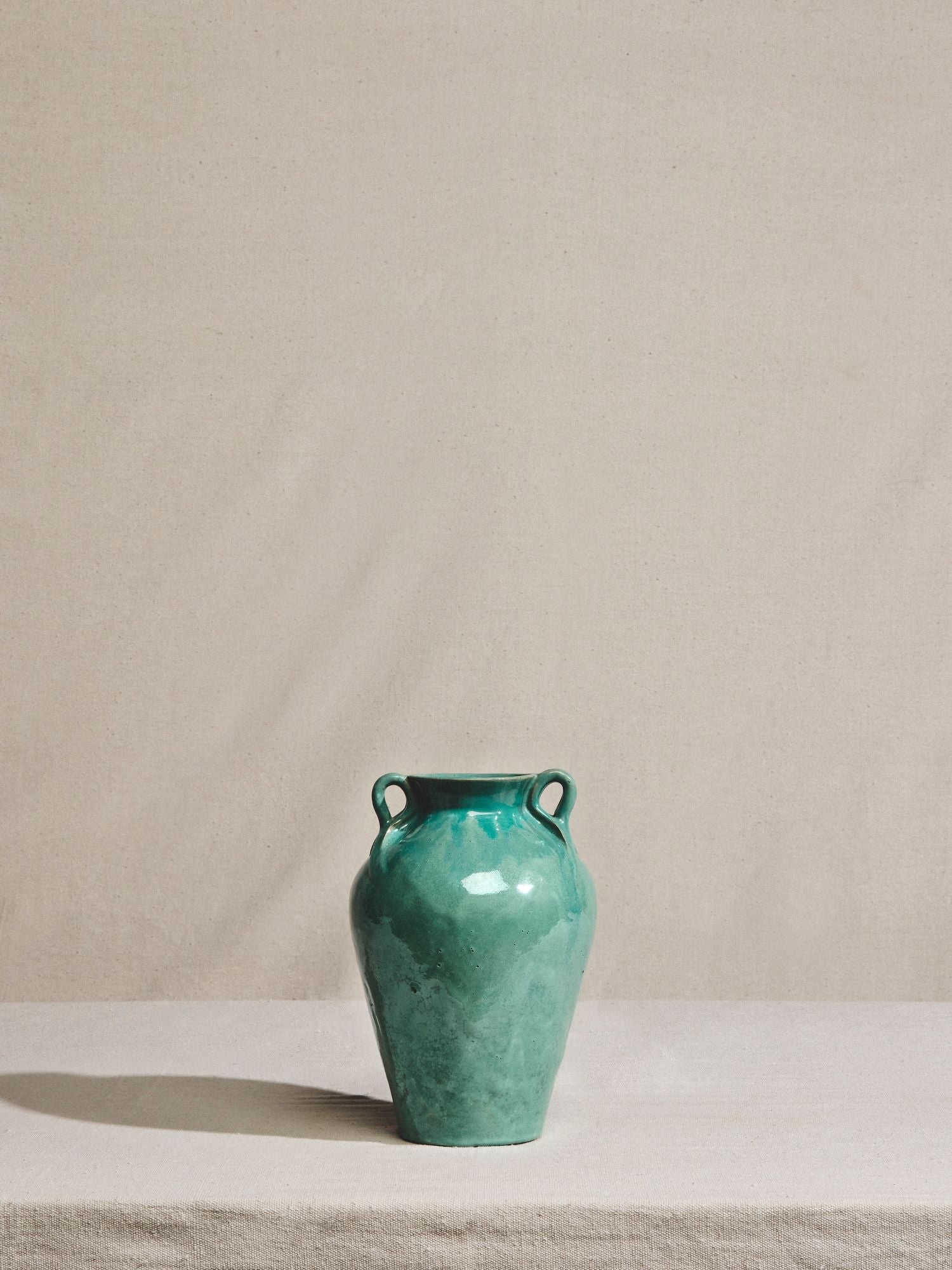Glazed Turquoise Art Pottery With Handles