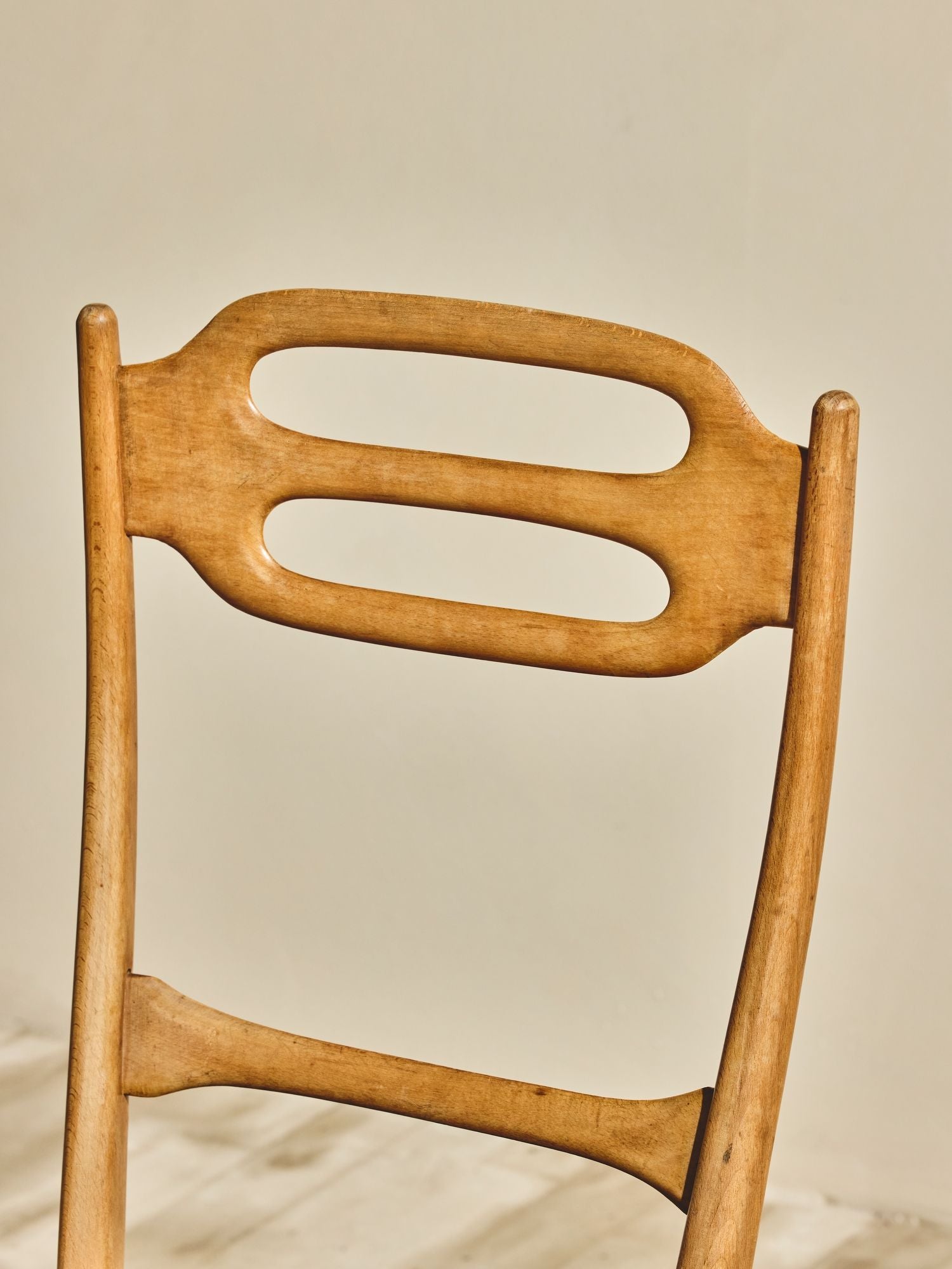 Set of Italian Beech Wood Dining Chairs - Brown Velvet