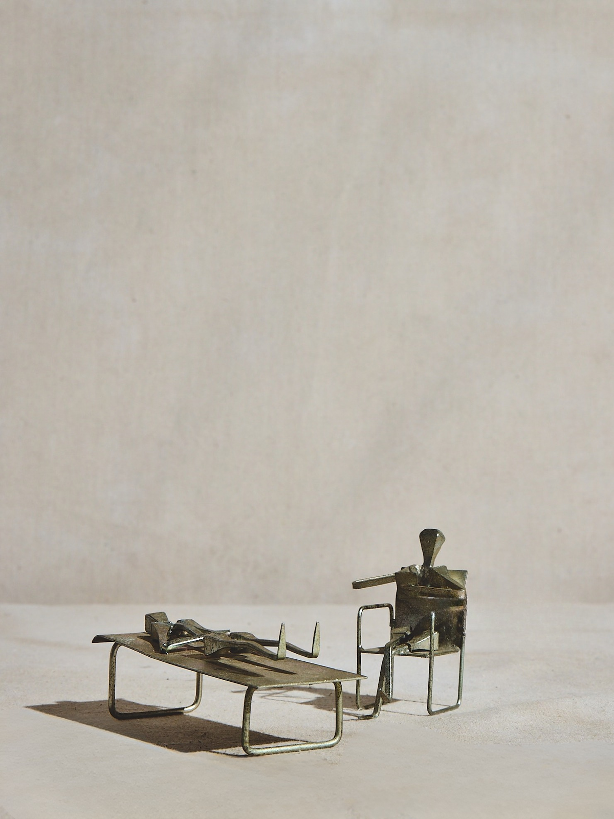 Vintage Brutalist Nail Art Sculpture | Therapist and Patient