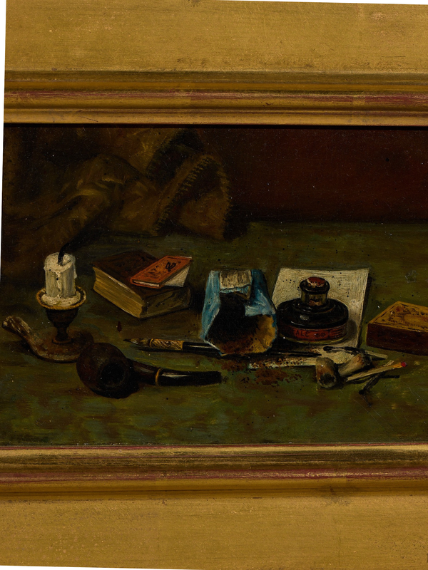 Tobacco and Writing Desk Still Life Painting By Peto