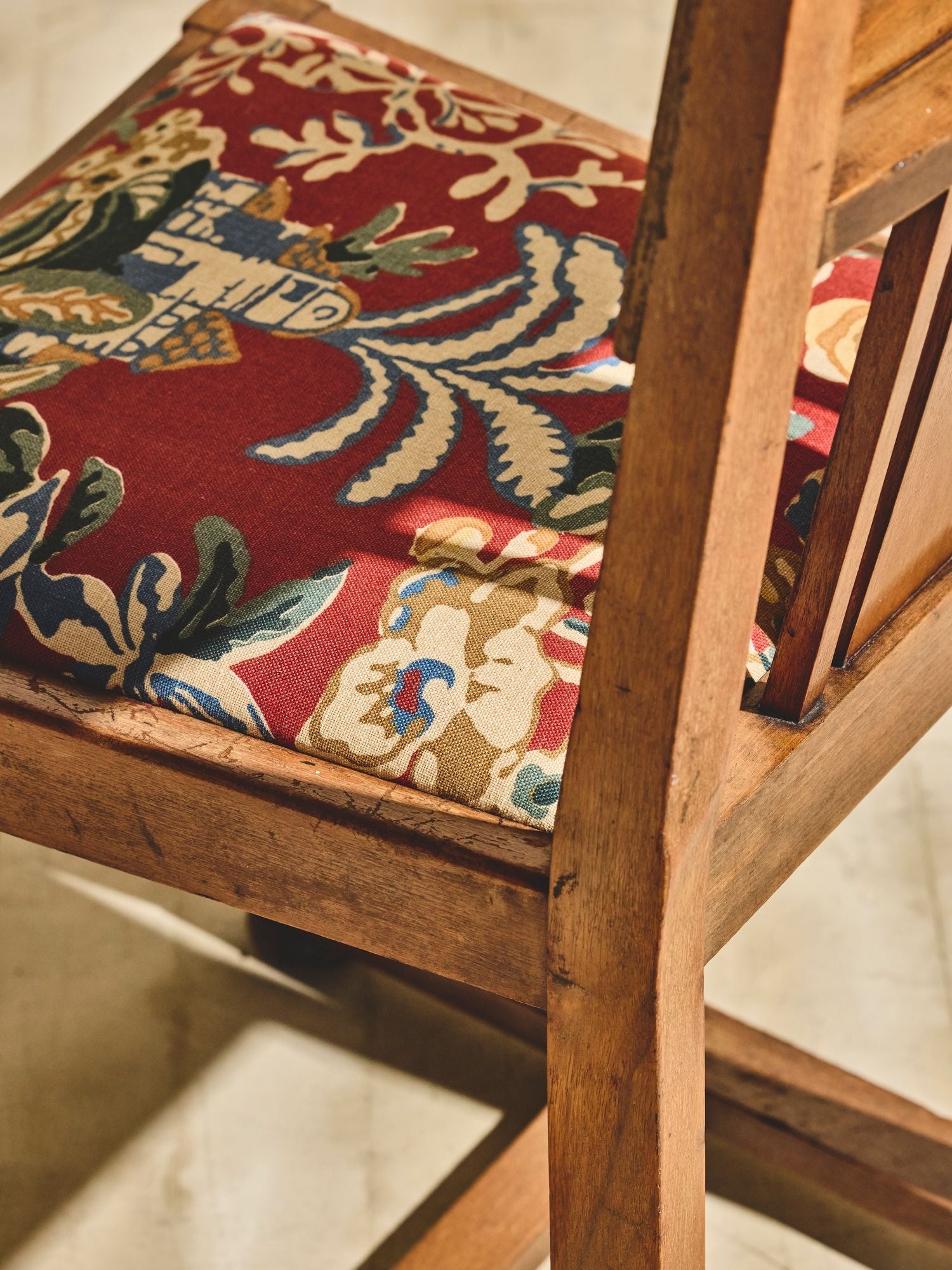 Set of 4 - 1920's Vintage Vermilion Flora Chairs