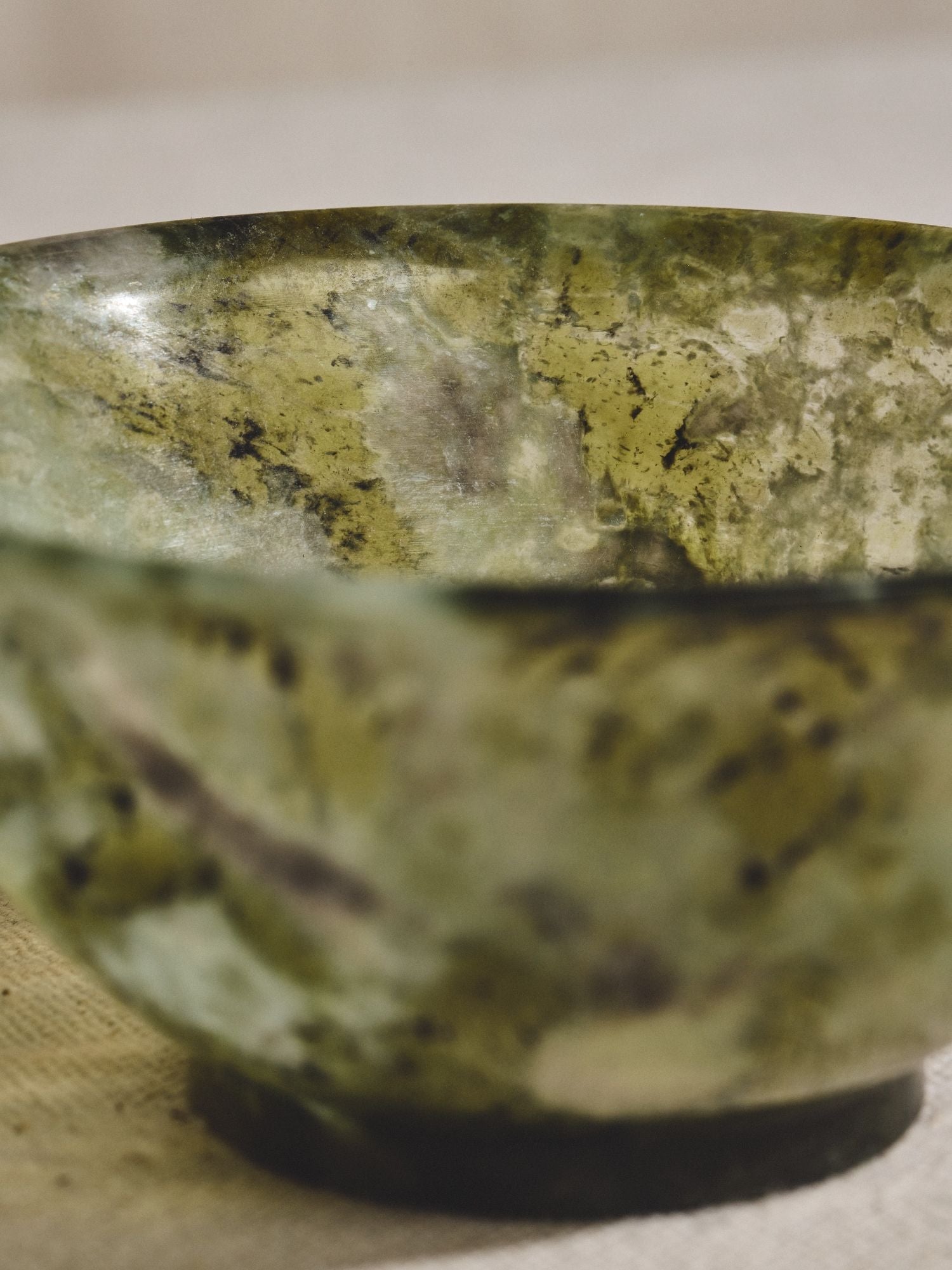 Antique Chinese Spinach Jade Bowls