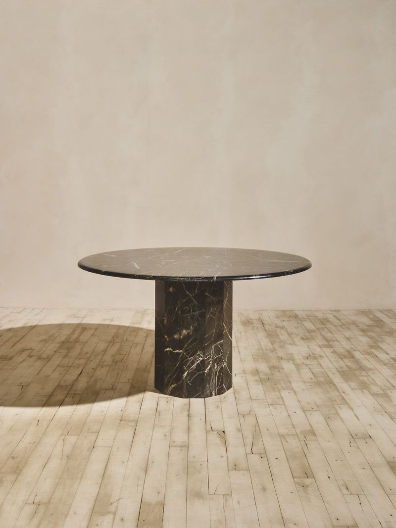 Round Green Marble Pedestal Dining Table