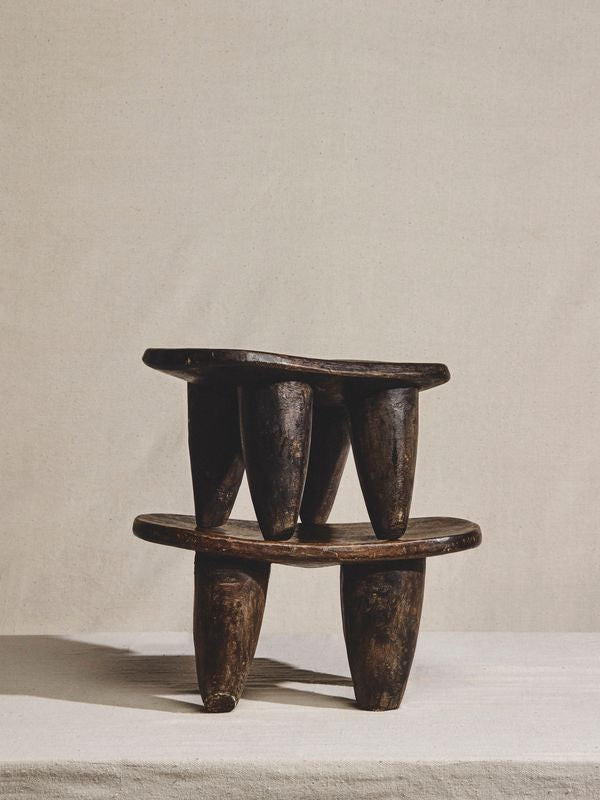 Hand-Carved Wooden Footstool