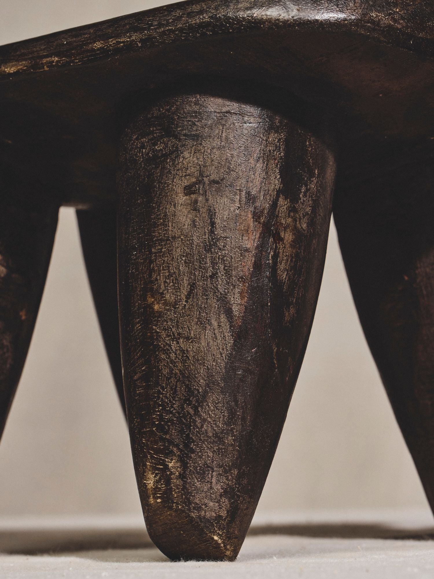 Hand-Carved Wooden Footstool